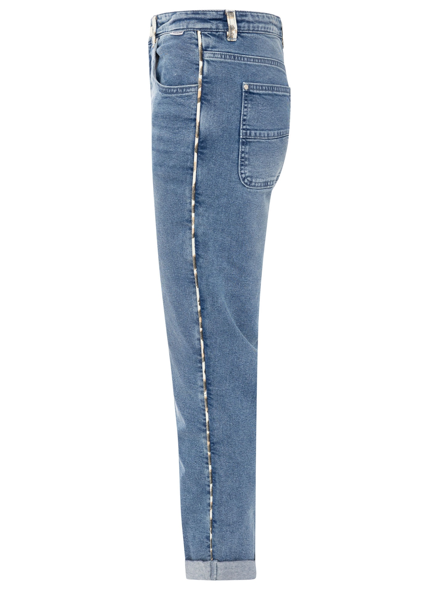 Zwillingsherz Slim-fit-Jeans »"Leo Details"« knöchellang, mit Umschlag, seitliche Leo-Streifen, Gesässtaschen