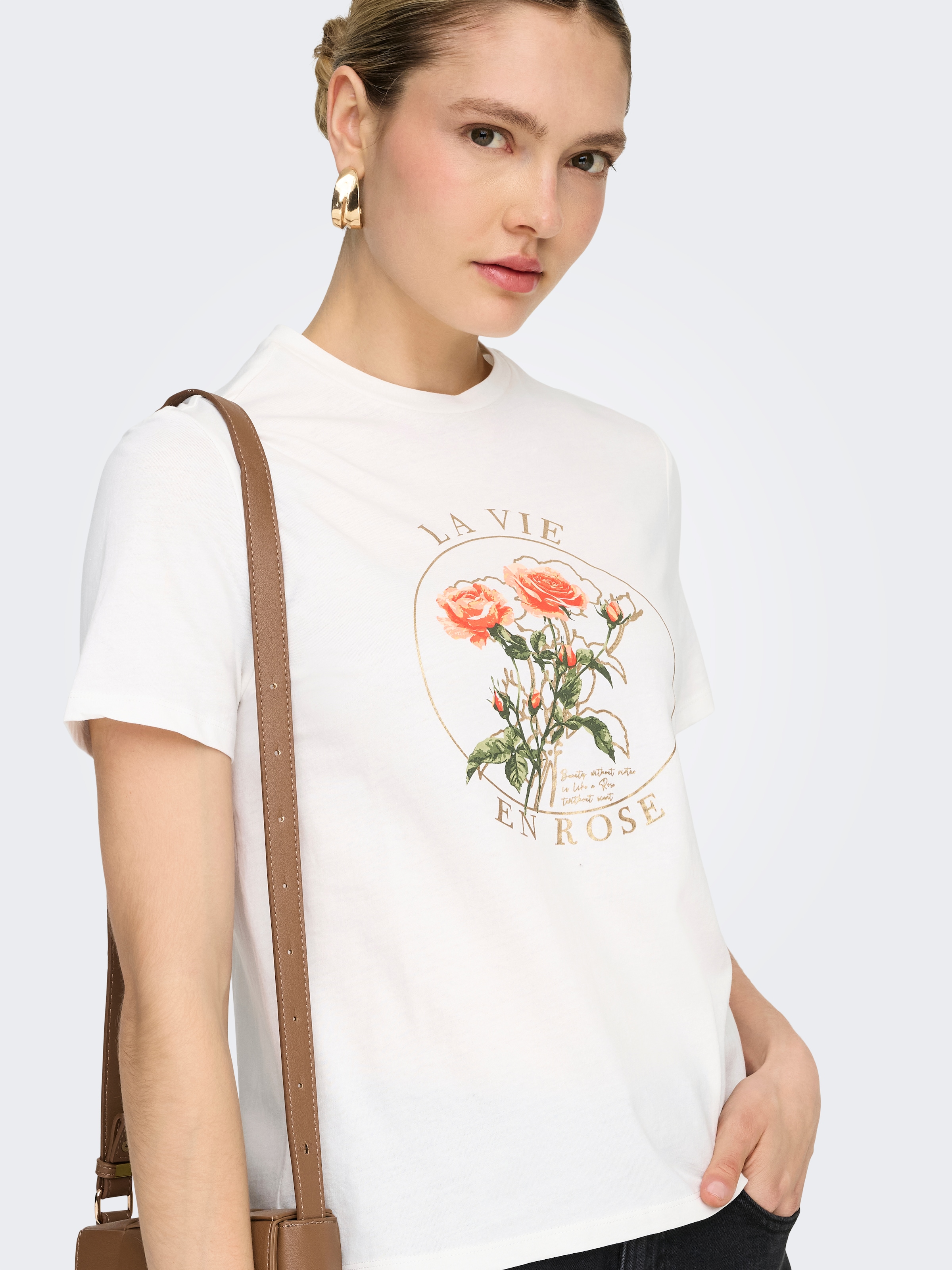 ONLY T-shirt à manches courtes »ONLAMBERDINE S/S PRINT TOP BOX JRS« Baumwolle, regular fit, Rundhals