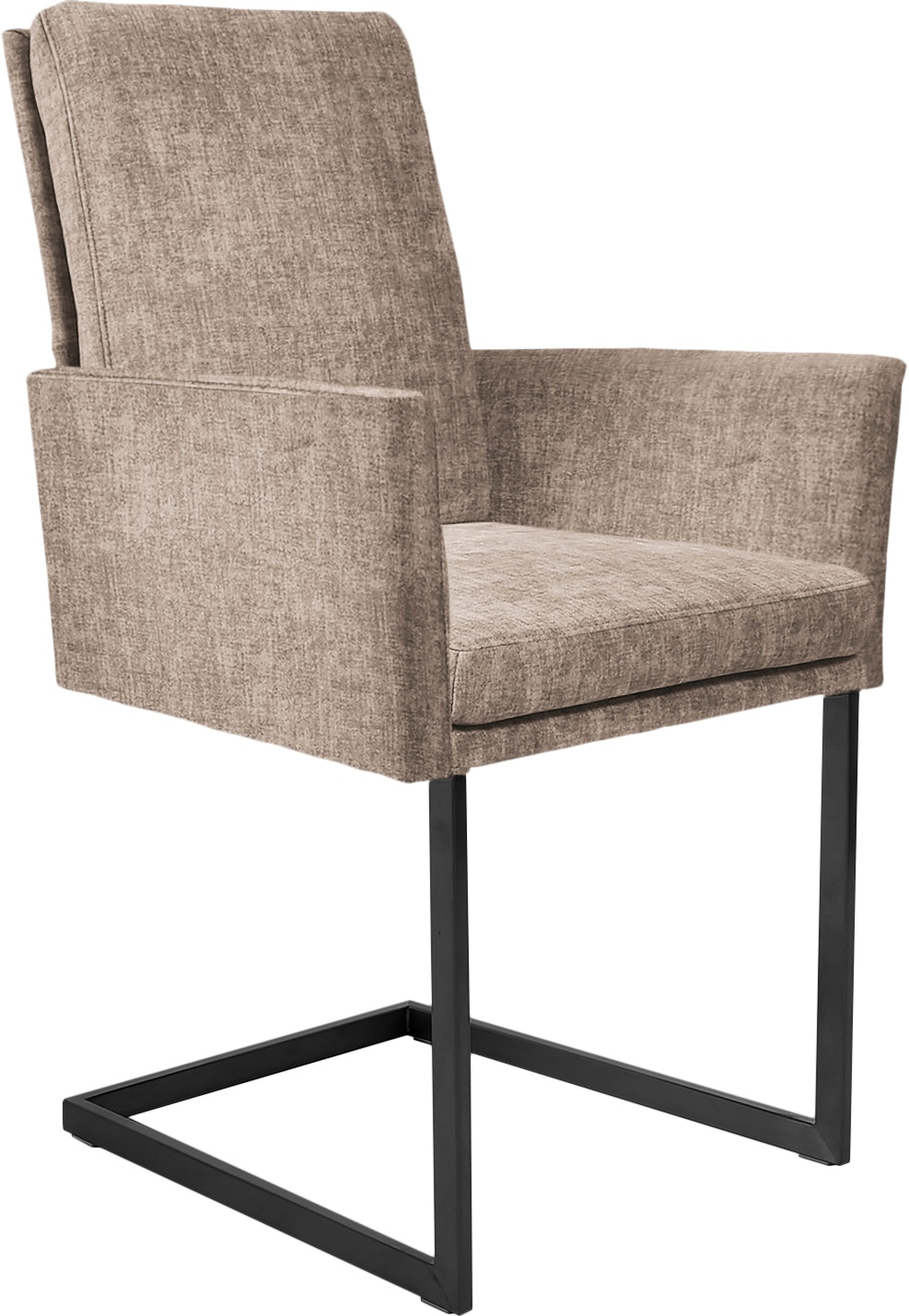 K+W Komfort & Wohnen Chaise avec accoudoirs »Kansas« () tube vertical stable, piètement aspect inox ou noir