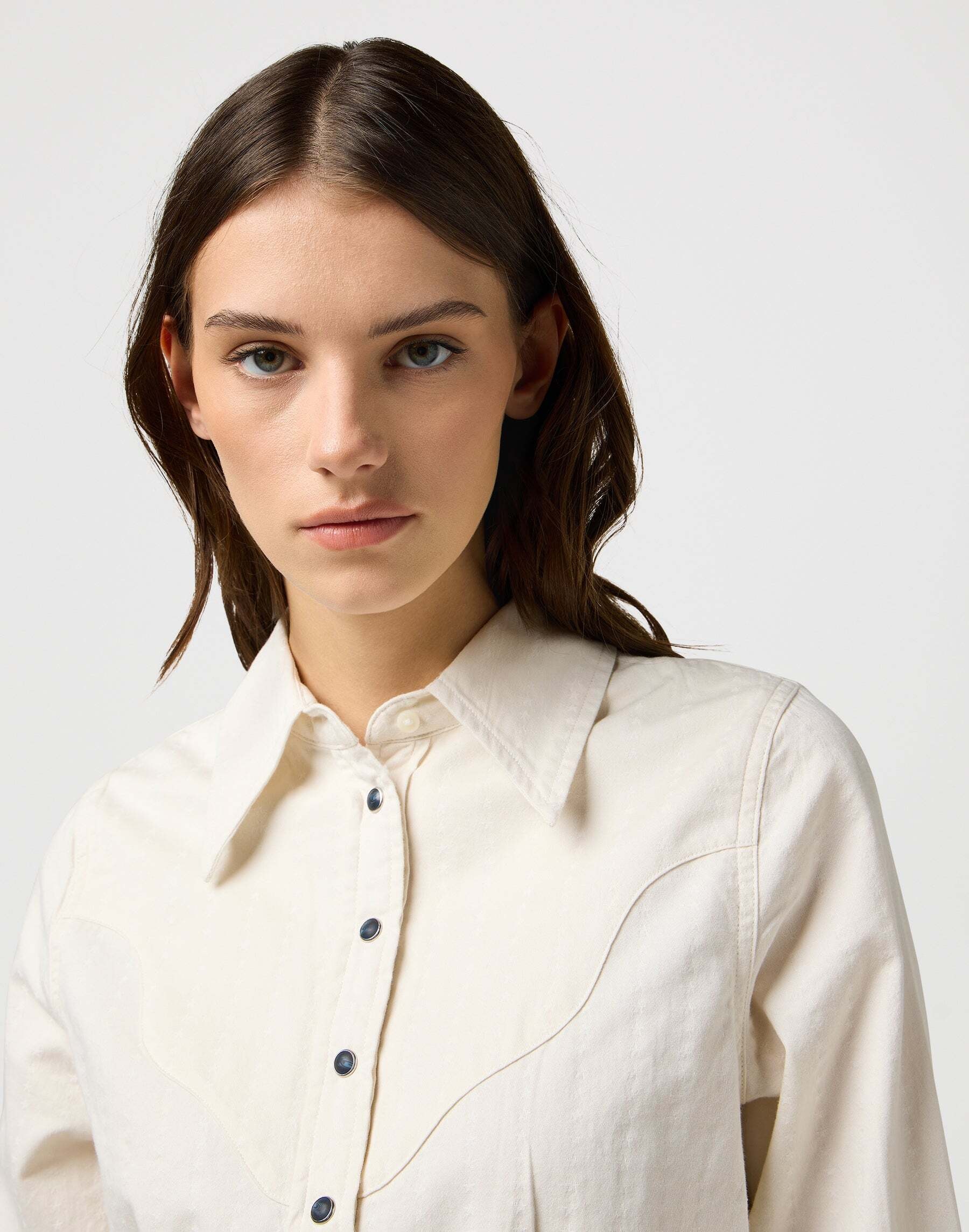 Wrangler Blouse à manches longues »WRANGLER Langarmhemd Femme Peplum Shirt«
