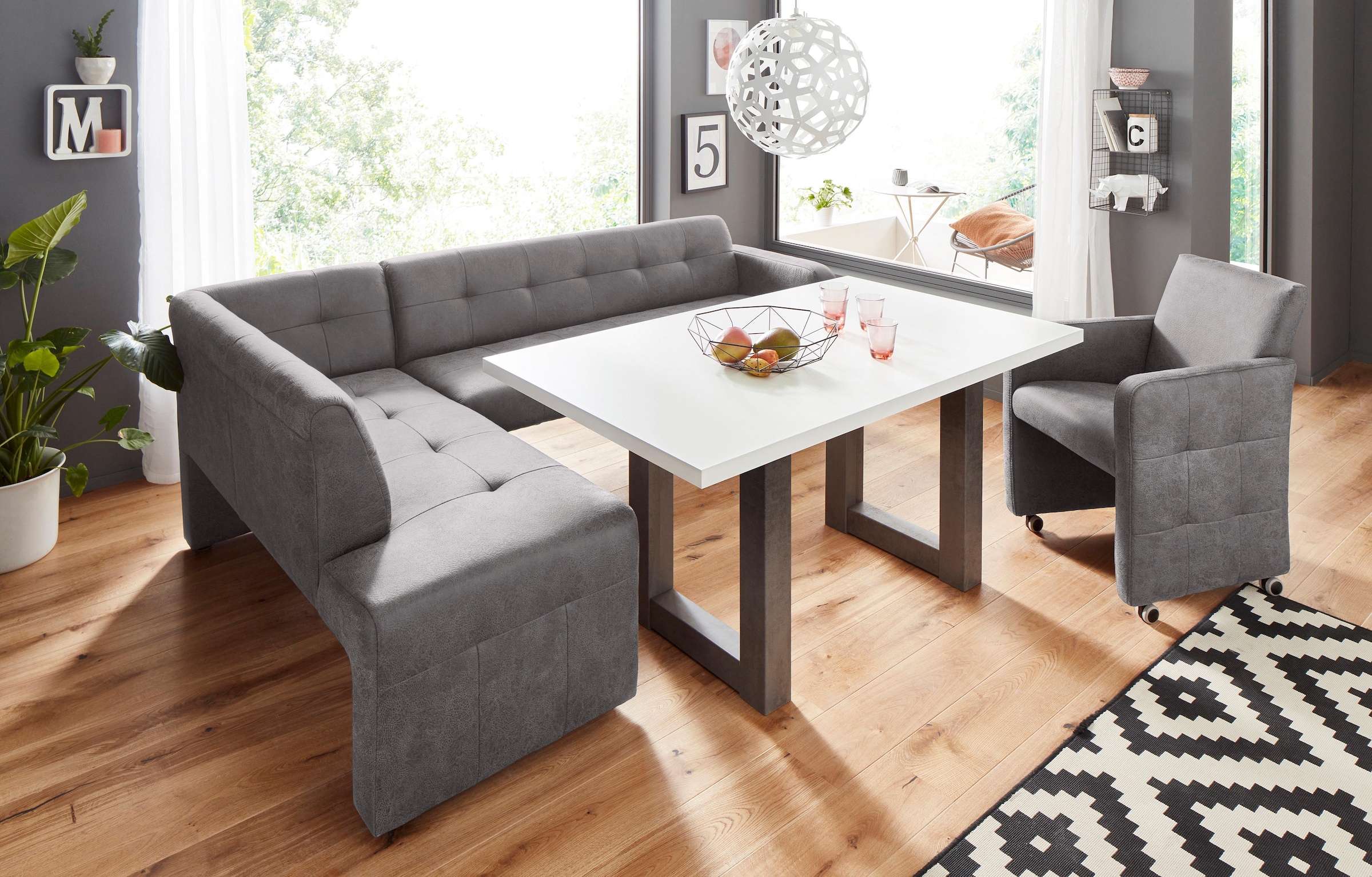 exxpo - sofa fashion Eckbank »Barista mit toller Detailverarbeitung, hohe Bodenfreiheit« Komfortsitzhöhe 49cm, Frei im Raum stellbar