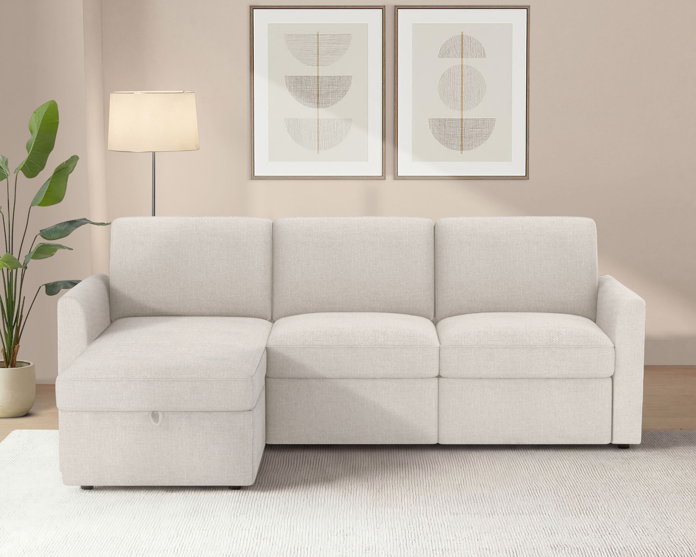 Dorel Home Canapé d'angle »NORDHUS, L-Form, 200 cm, Recamiere rechts/links montierbar« grosser Stauraum, softer Cord und feiner Webstoff-Bezug