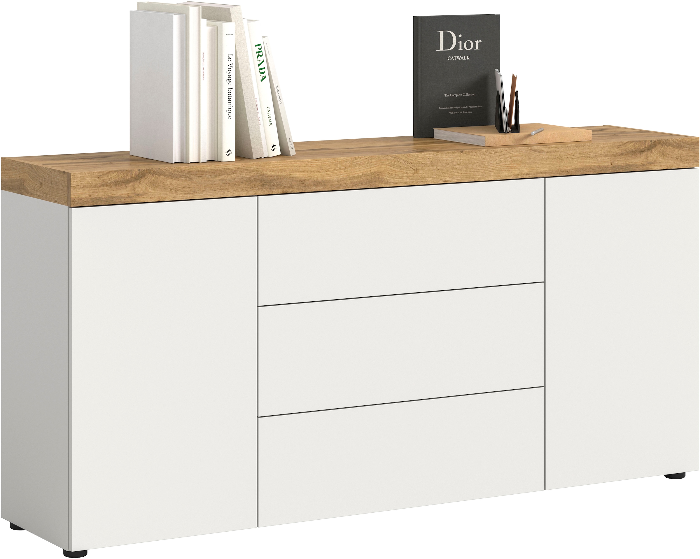 GOODproduct Sideboard »MAMBO, TOPSELLER!, Breite 160cm, 2 Türen, 3 Schubkästen, push-2-open« 2 farbige Ausführung, in verschiedenen Farben erhältlich, 1 cuis tlg. Kommode, Anrichte, Wohnzimmer, Schlafzimmer