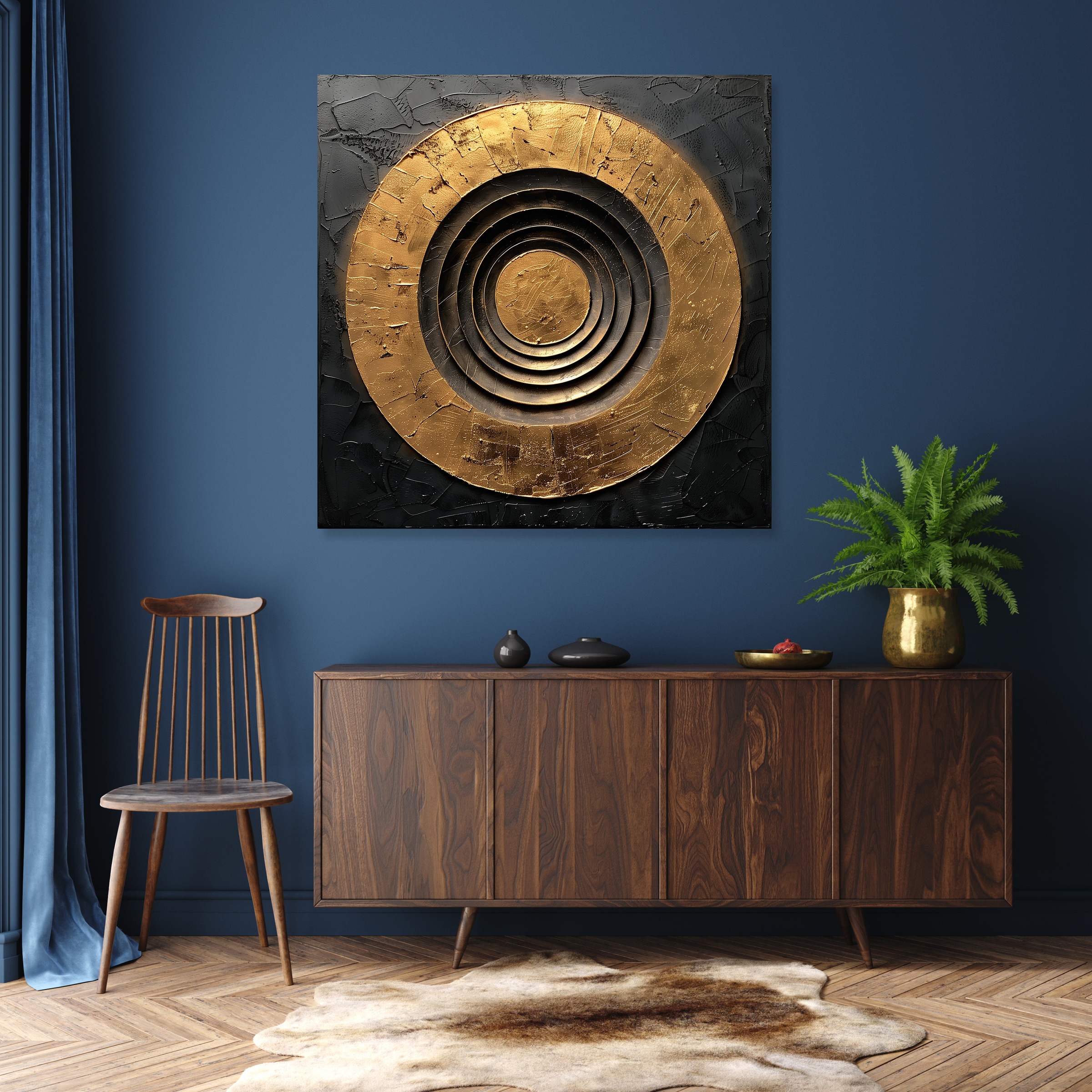 queence Impression d'art »Goldener Kreis« Abstrait | Abstrait | Art | Formes | Tableau 1 cuis tlg. Tissu toile premium, fait main en Allemagne