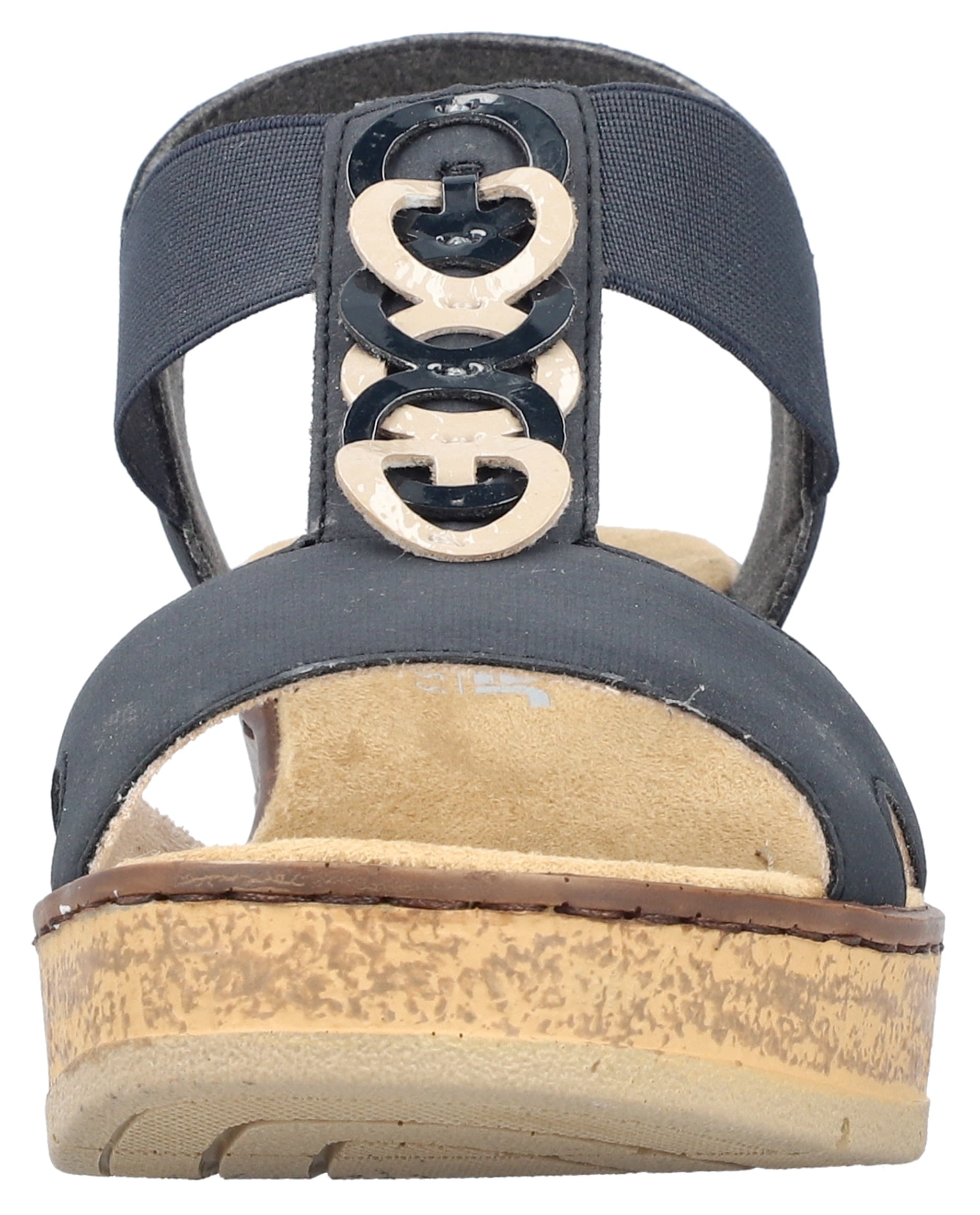 Rieker Keilsandalette  Sommerschuh, Sandale, Plateausandale mit Gummizug für guten Sitz