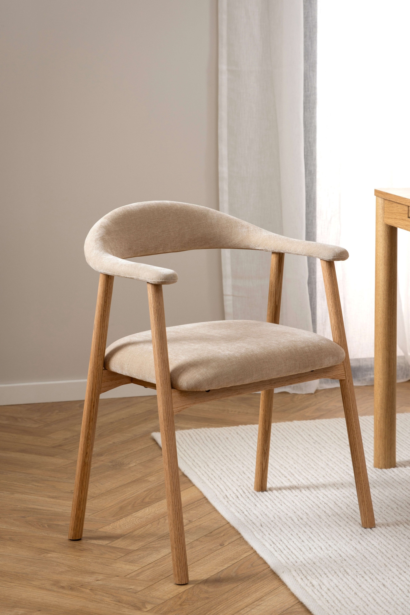 ACTONA GROUP Chaise de salle à manger »Addi, Stuhl, 2er-Set, gepolstert, Moderner Stil, Gestell aus Eiche« () lot de 2, rembourré, housse disponible en plusieurs couleurs