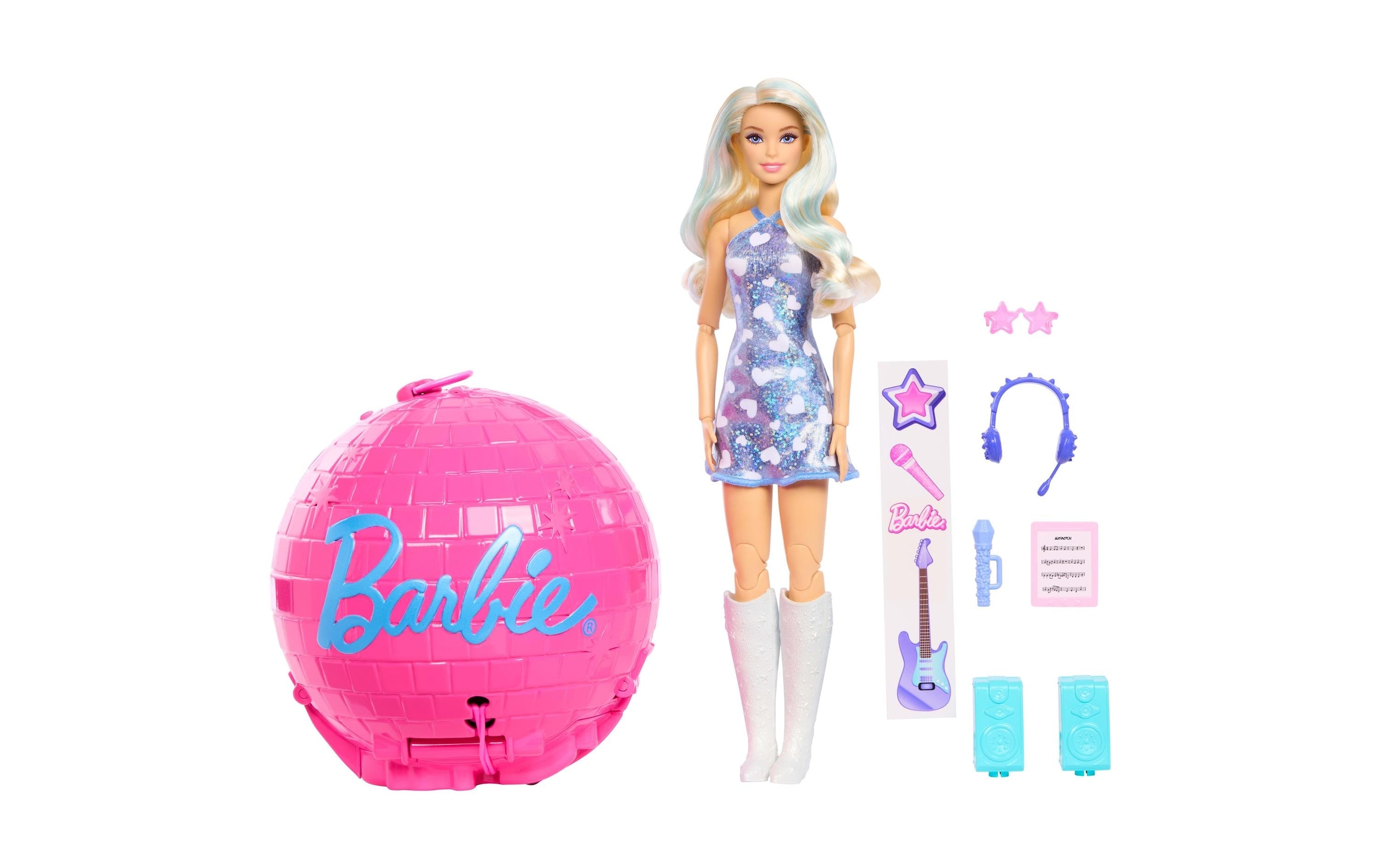 Barbie Poupée à habiller »Barbie Team Barbie Roll & Reveal, blond mit Discokugel-Verpackung«