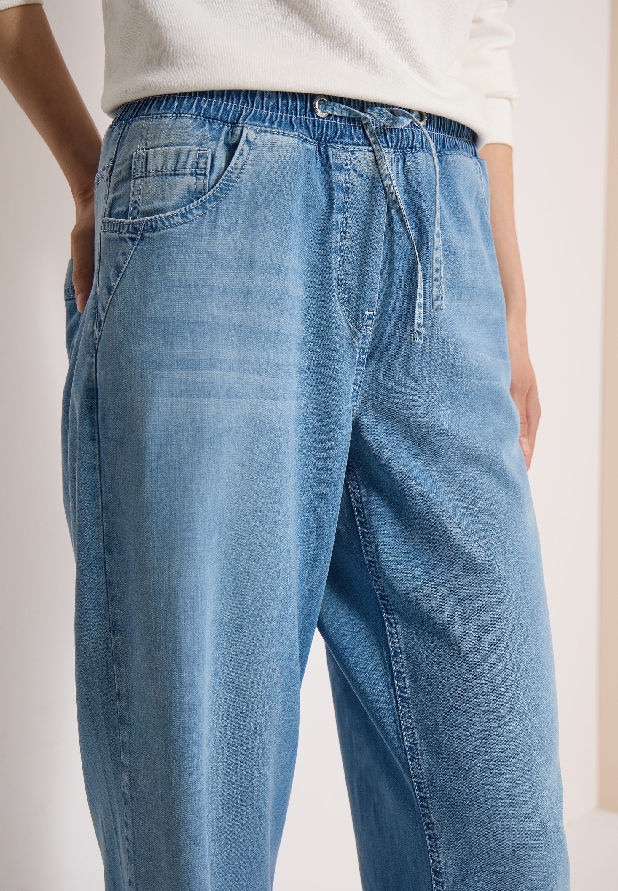Cecil Loose-fit-Jeans »Style Neele« mit elastischem Bund und Kordelzug