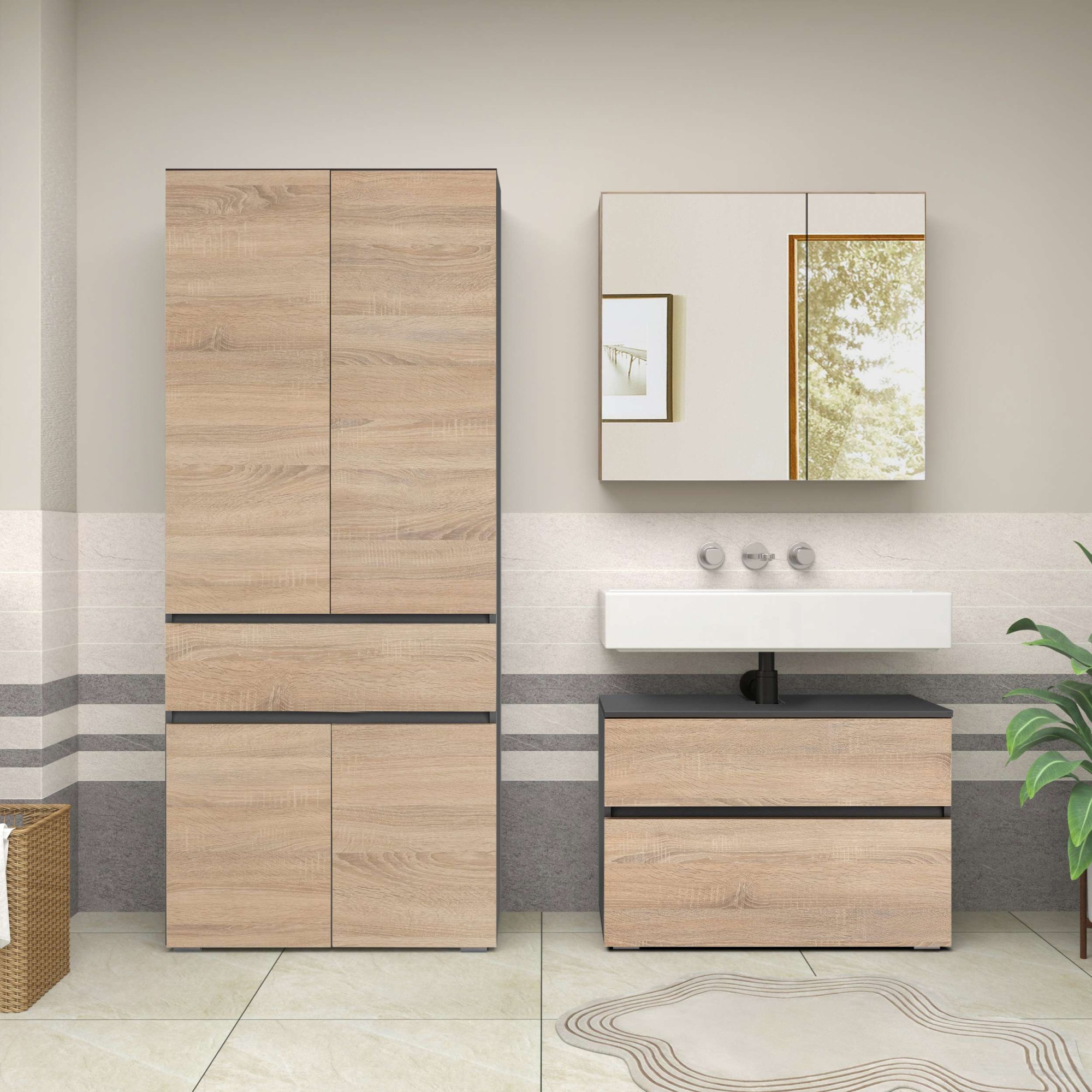 Home affaire Badmöbel-Set »Wisla« Set, 2 Stk. tlg.