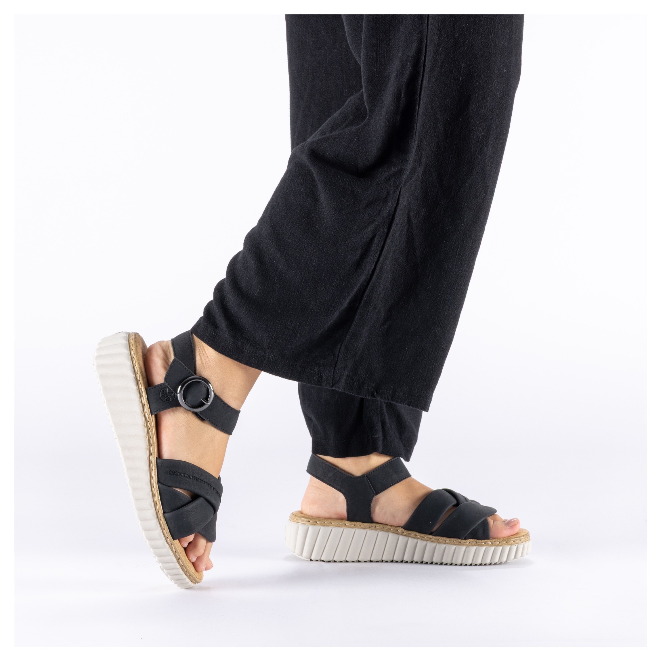 Rieker Sandale  Sommerschuh, Keilsandalette, Urlaubsschuh mit Klettriemchen