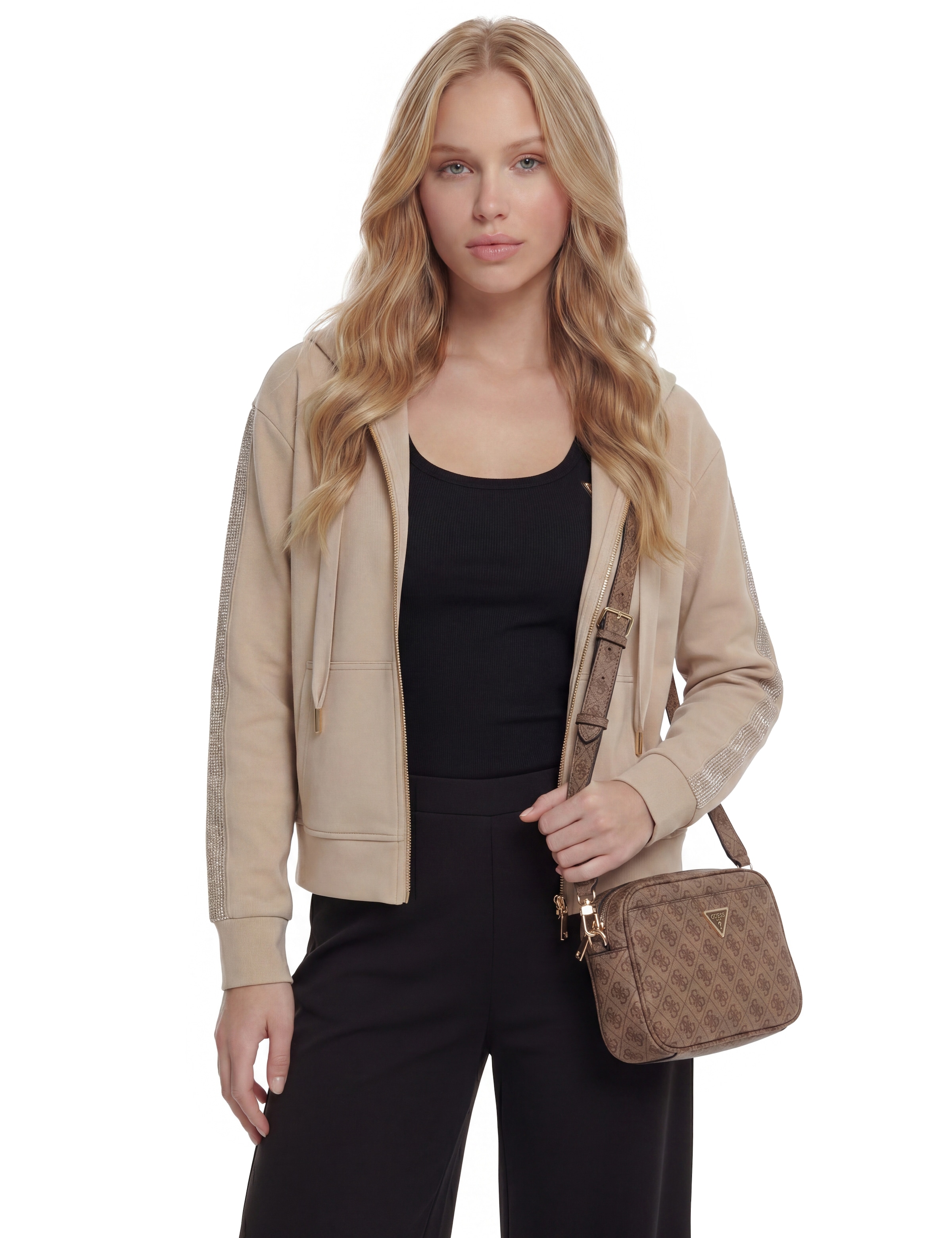 Guess Sac à bandoulière »MERIDIAN II CAMERA BAG« Damen Umhängetasche, Schultertasche mit Logoprint
