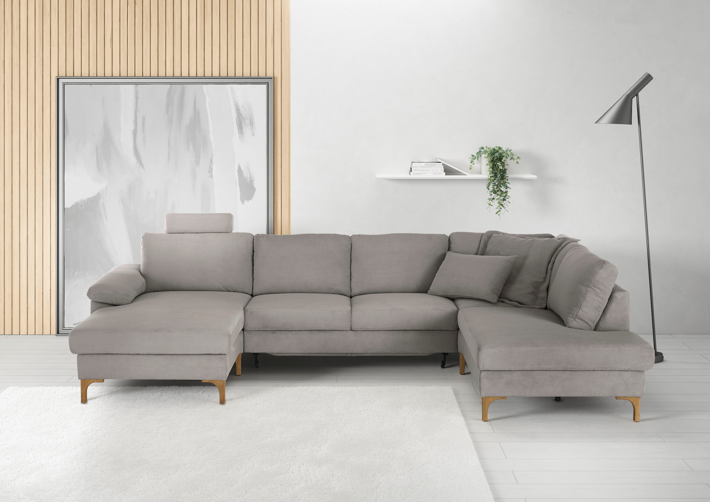 3C Candy Wohnlandschaft »Lecce, wahlweise PUR-Schaumstoff oder Tonnentaschenfederkern U-Form« Bettkasten in Umbauecke und Longchair, sowie Querschläfer im 2-Sitzer