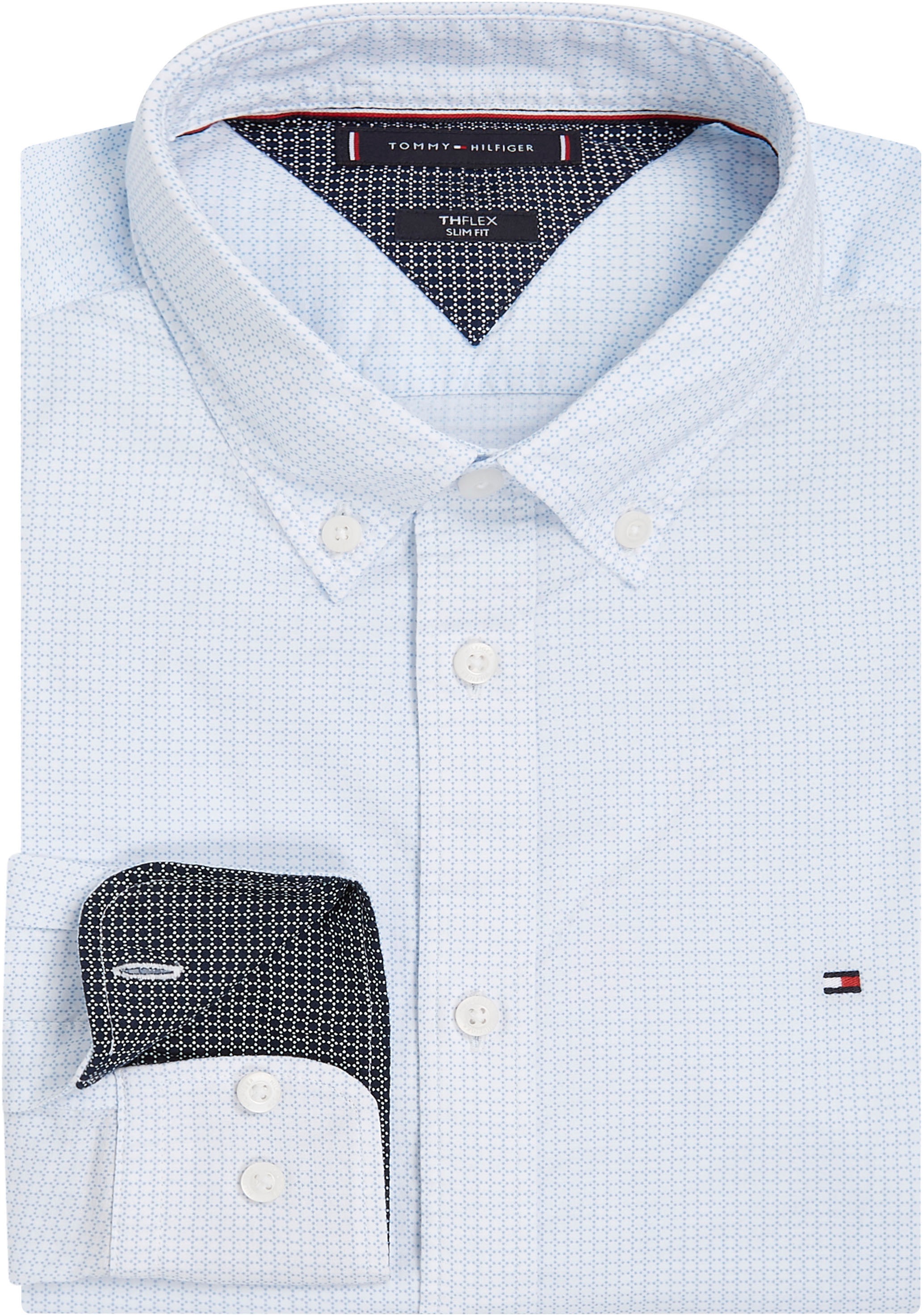 Tommy Hilfiger Businesshemd »FLEX MICRO FOULARD Slim Fit SHIRT« Mit Minimal-Print, Button-down-Kragen
