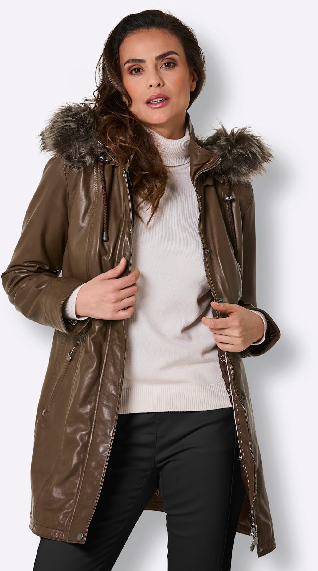 Mainpol Veste en cuir mit Kapuze