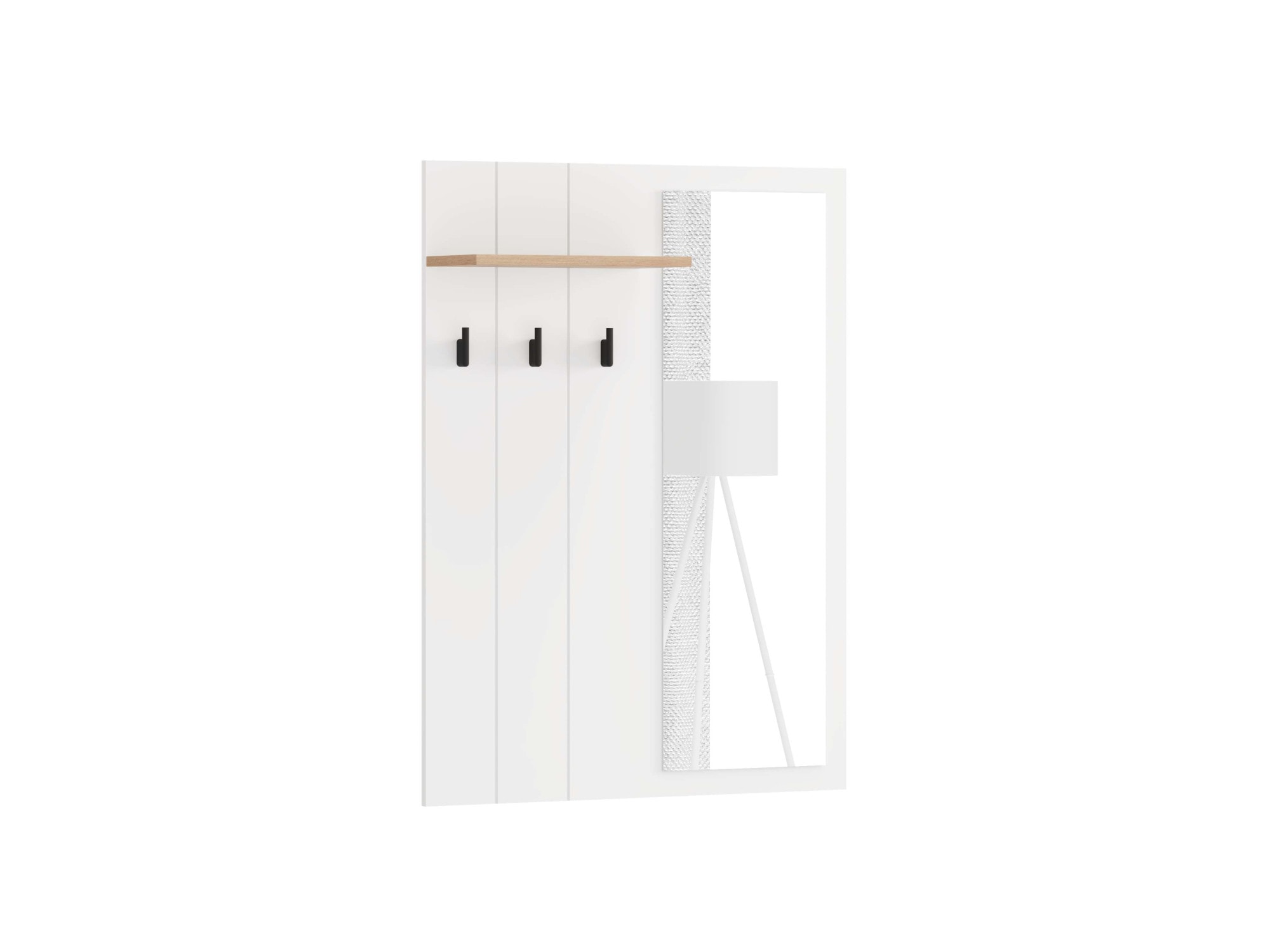 Home affaire Panneau de vestiaire »Bedford, Wandregal Wandpaneel, Wandgarderobe praktisch & stillvoll« mit 3 Kleiderhaken, Spiegel und Ablage für Accessoires, Breite 76,5 cm