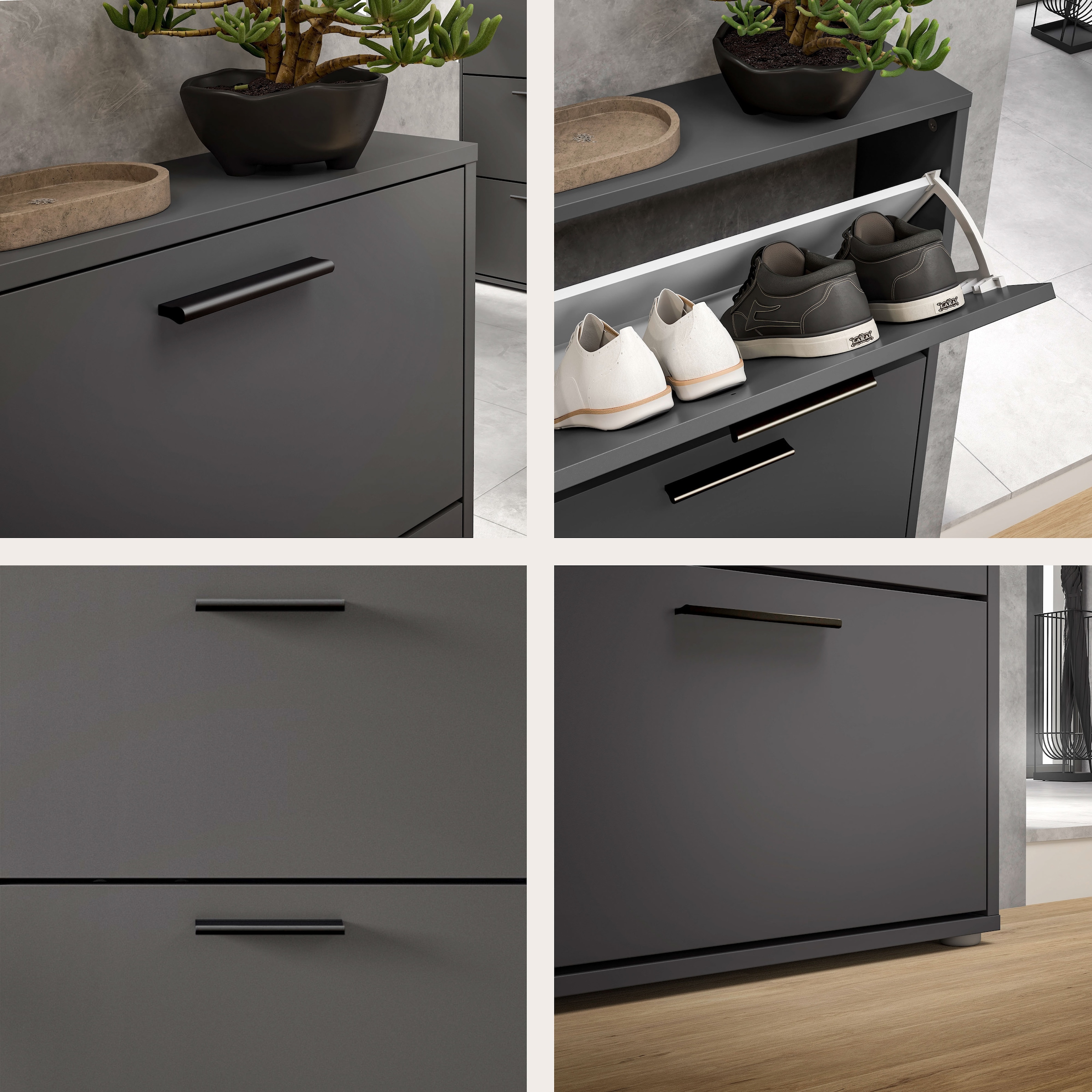 HBZ Schuhkipper »Sam Schuhkipper, Schuhschrank BxHxT 59x136x17 cm« 1 Stk. tlg. mit 4 Klappen