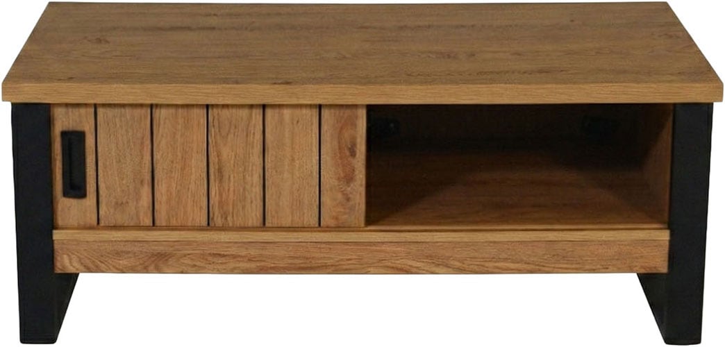 Jahnke Table basse »RIVA COFFEE« table basse avec rangement & portes coulissantes, effet chêne, largeur : 108,5 cm