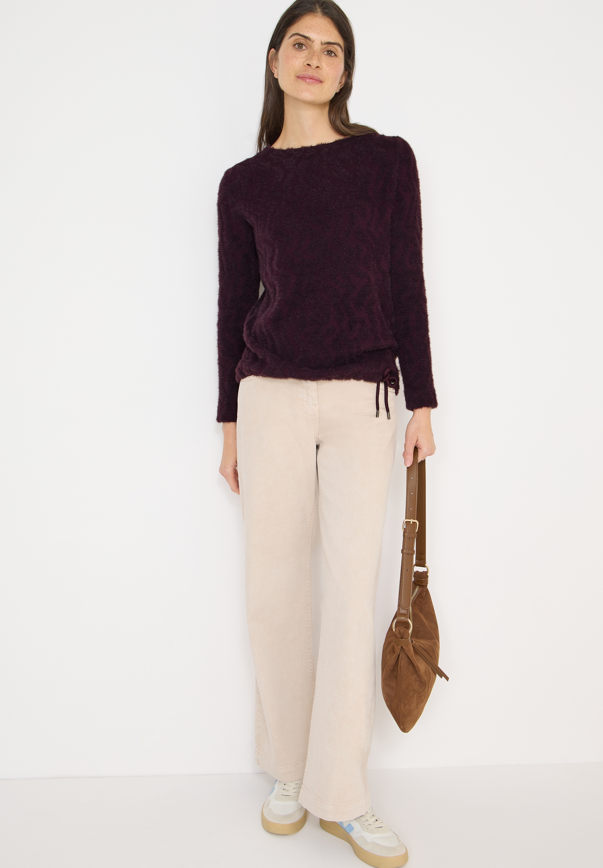 Cecil Pull à col rond Federgarn mit grafischem Muster