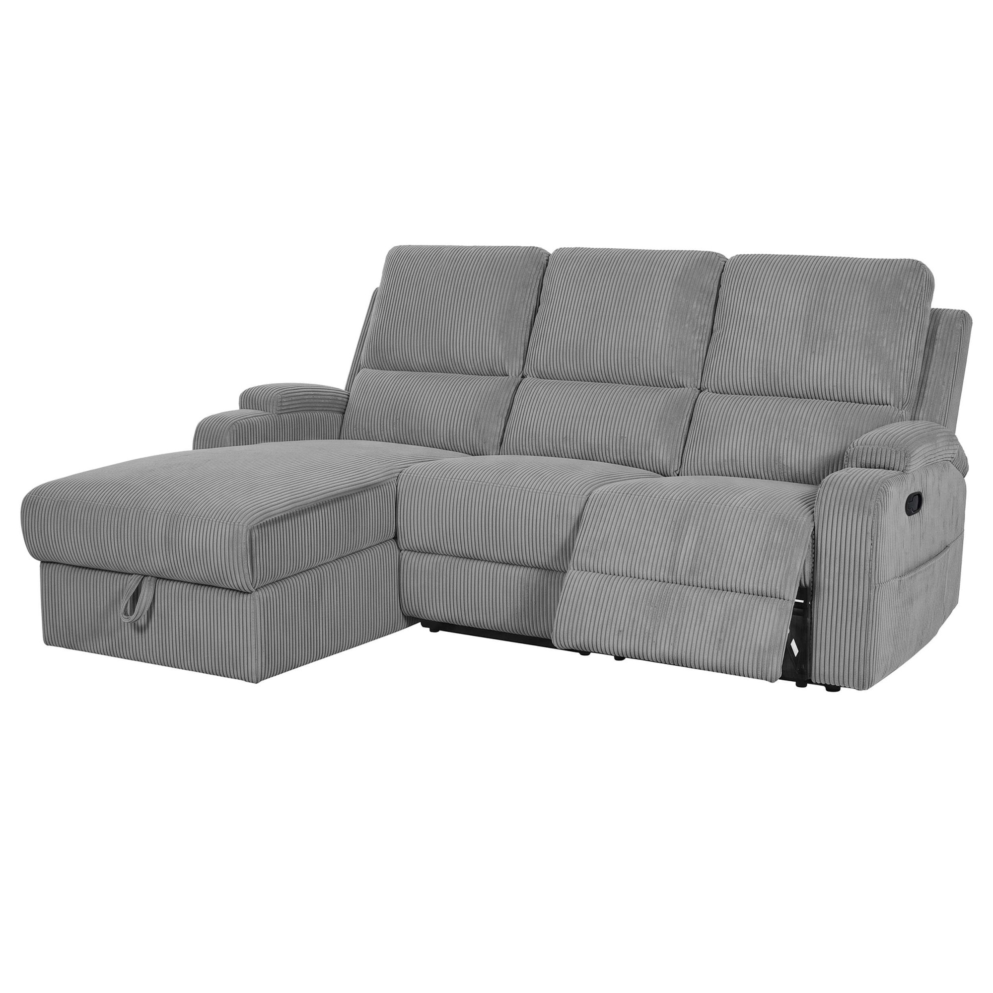 GOODproduct Canapé d'angle »NAPORI Cord, Multimediasofa, L-Form« fonction relax manuelle ou électrique, USB-A pour la version électrique, coffre de rangement