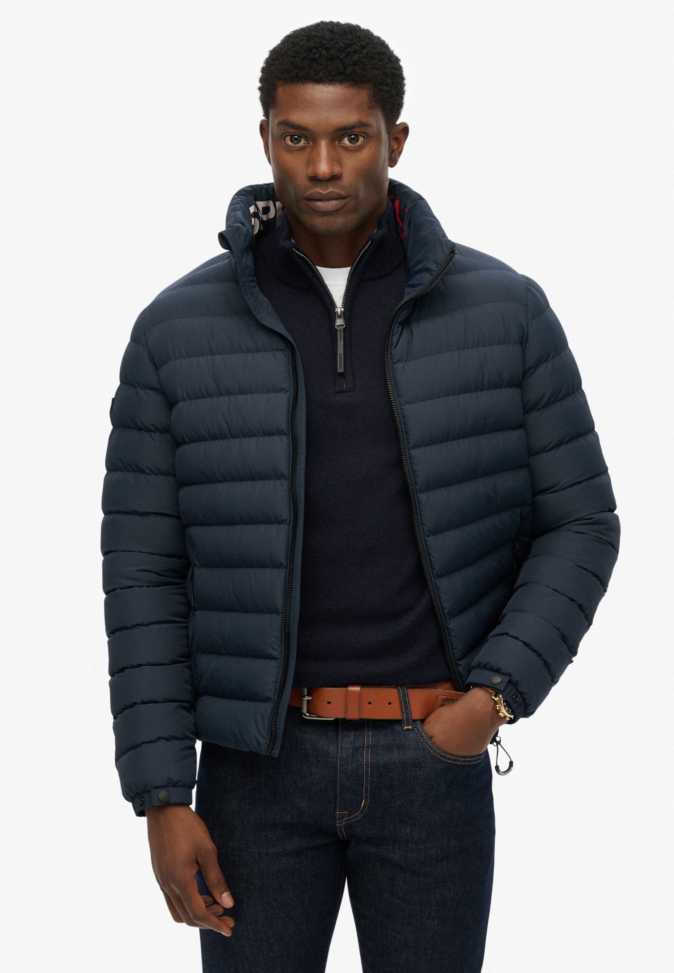 Superdry Steppjacke »FUJI PRINT PADDED JACKET« ohne Kapuze Slim Fit, mit Reissverschluss, in unifarbener Optik