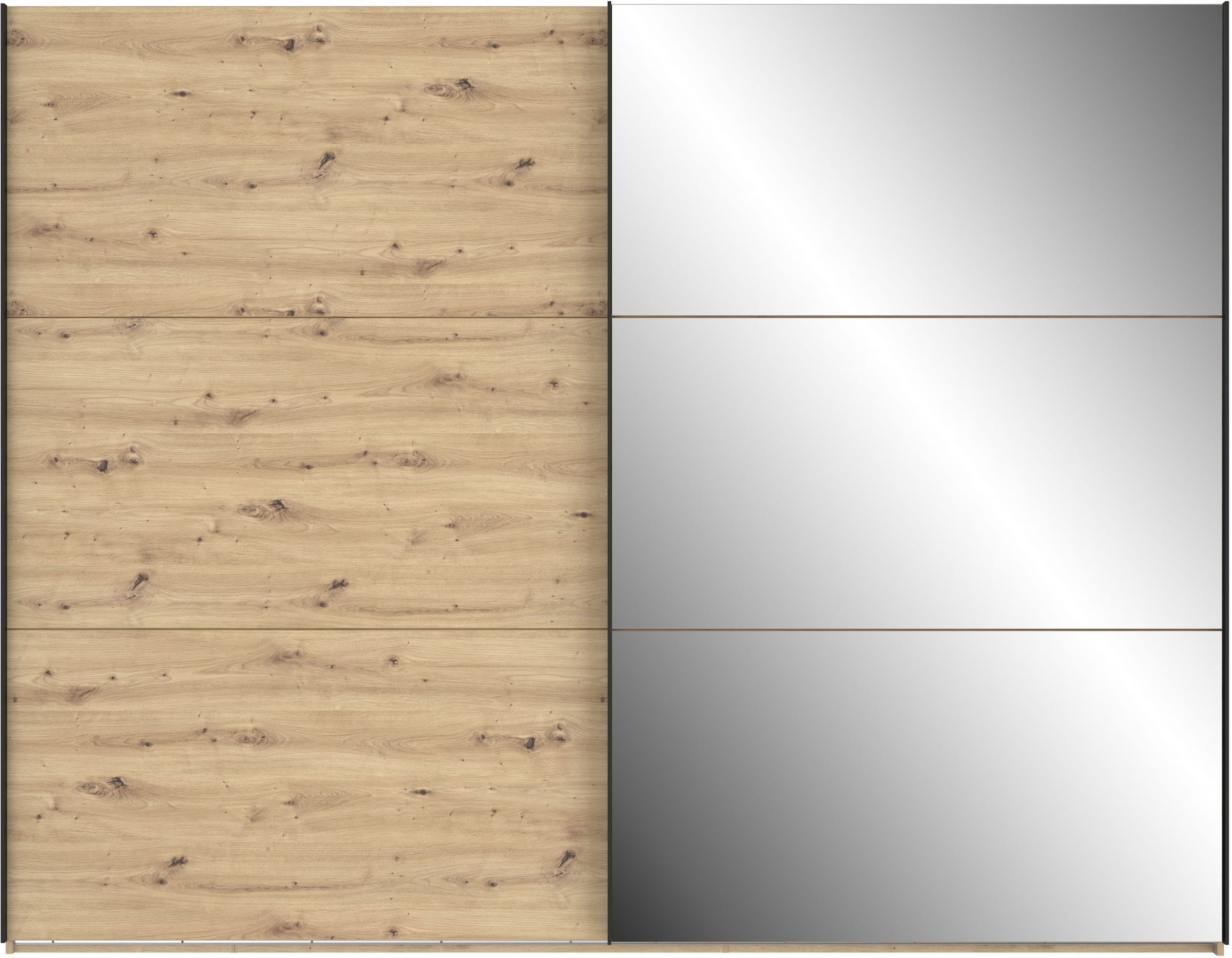 FORTE Schwebetürenschrank »Trondheim, Kleiderschrank mit Spiegel, Industrial Design, 2-Türen« B/H/T ca. 270/210/63cm,  Holzdekor: Artisan Eiche