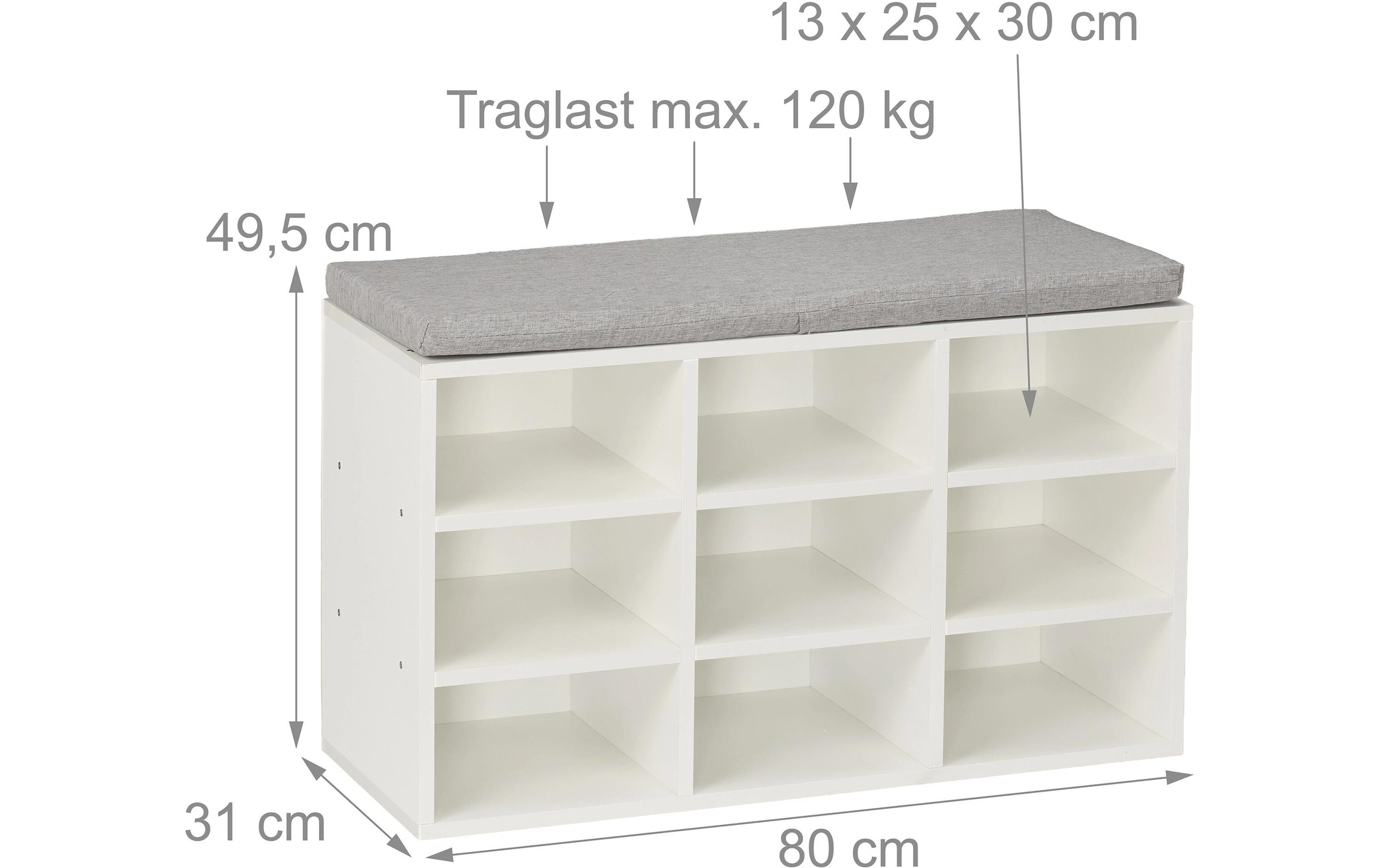 relaxdays Schuhschrank »mit Sitzfläche mit 9 Fächern«