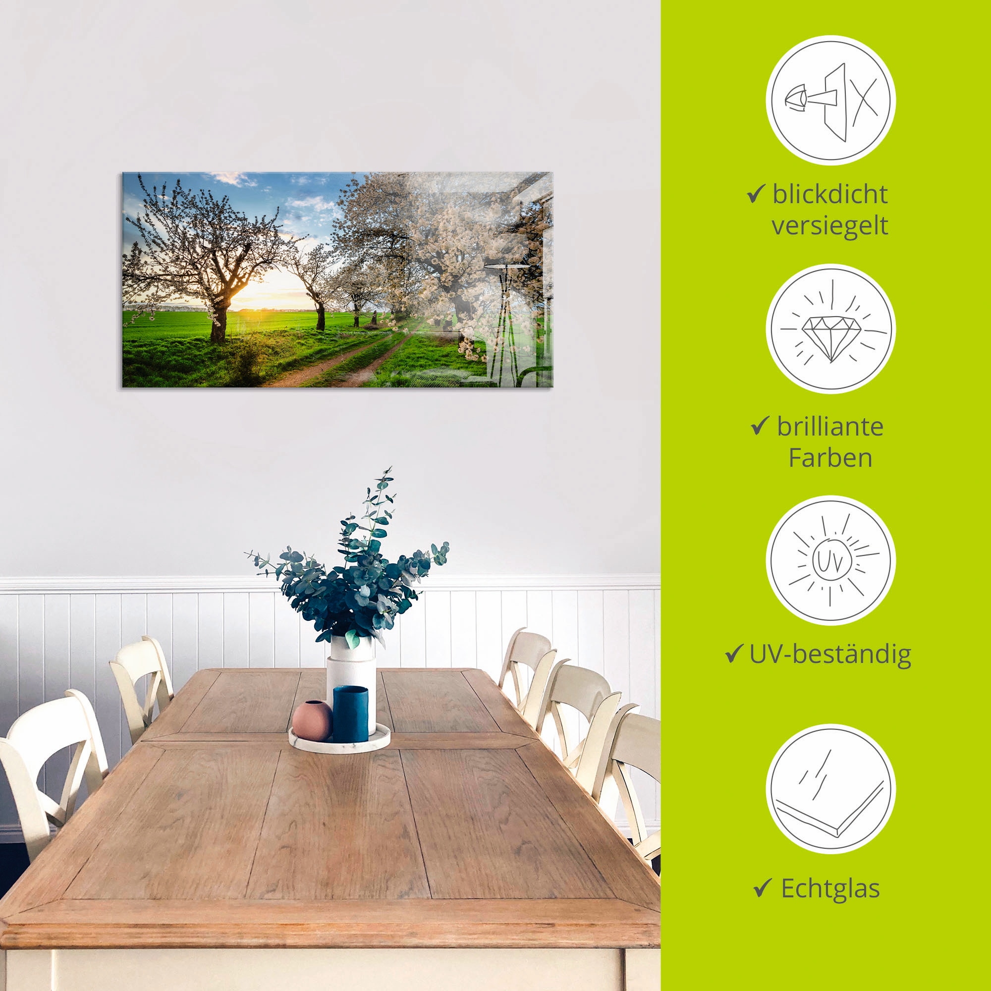 Artland Glasbild »Kirschallee« Felder 1 Stk. tlg. in verschiedenen Grössen
