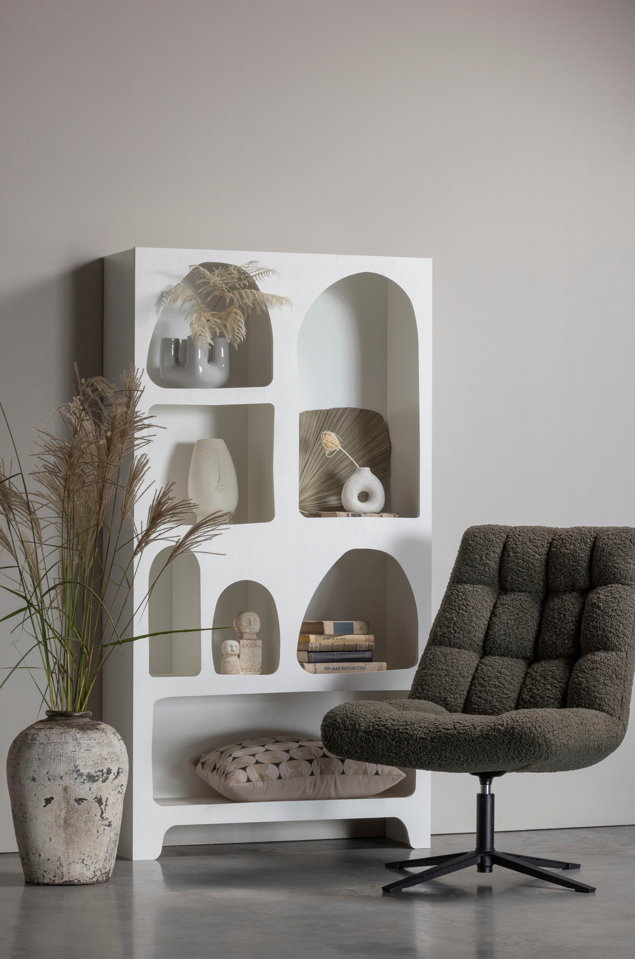 WOOOD Fauteuil pivotant »Job mit Teddy-Bezug und Drehmechanismus B 70 x T 85 x H 101 cm« Très haute résistance à l'usure, capacité de charge 140 kg, mécanisme de rotation à 360°
