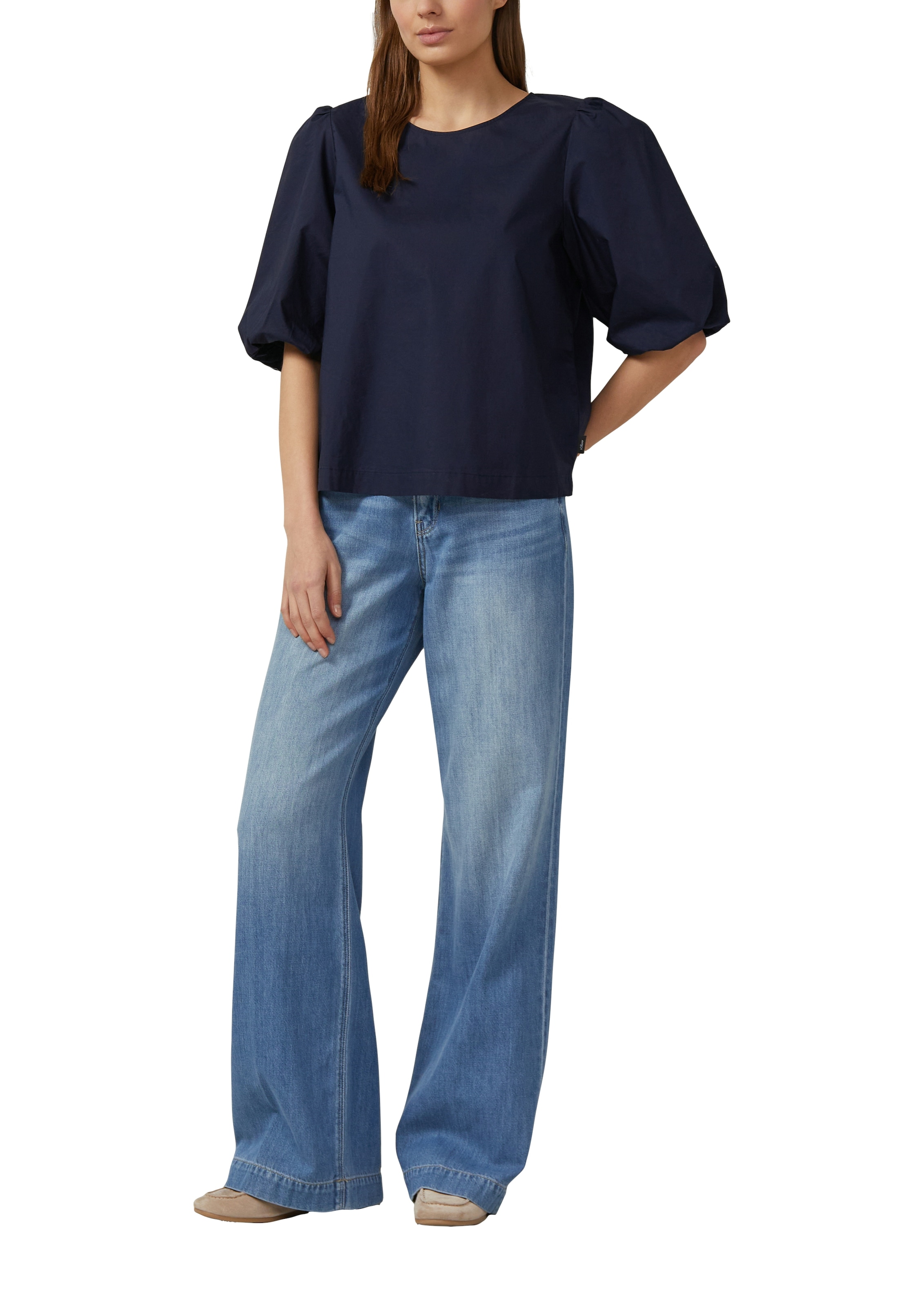 s.Oliver Blouse à enfiler mit weitem Hallbarm und Knopfvershcluss