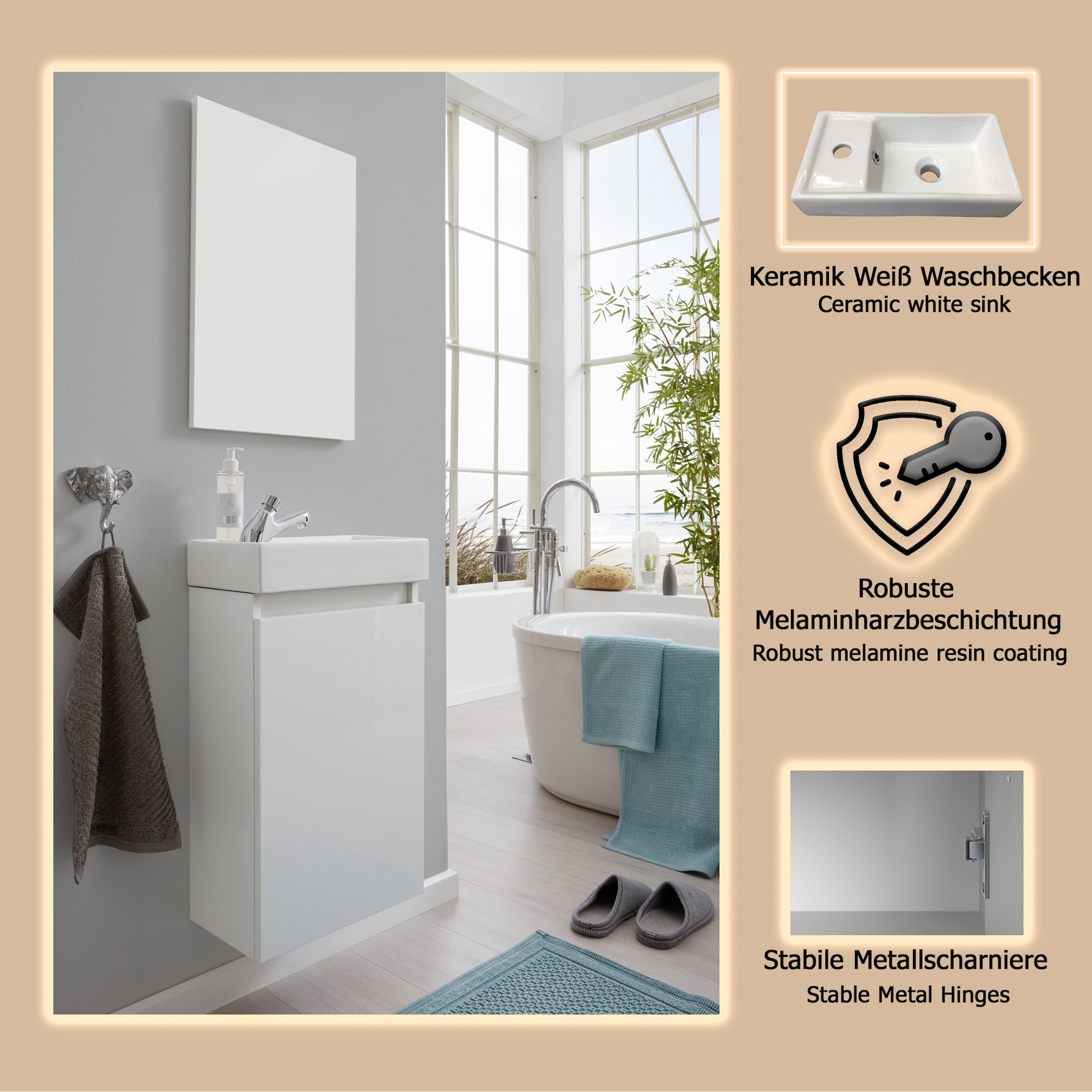 welltime Badmöbel-Set »Oslo 2-teilig« Komplett-Set, 3 Stk. tlg.