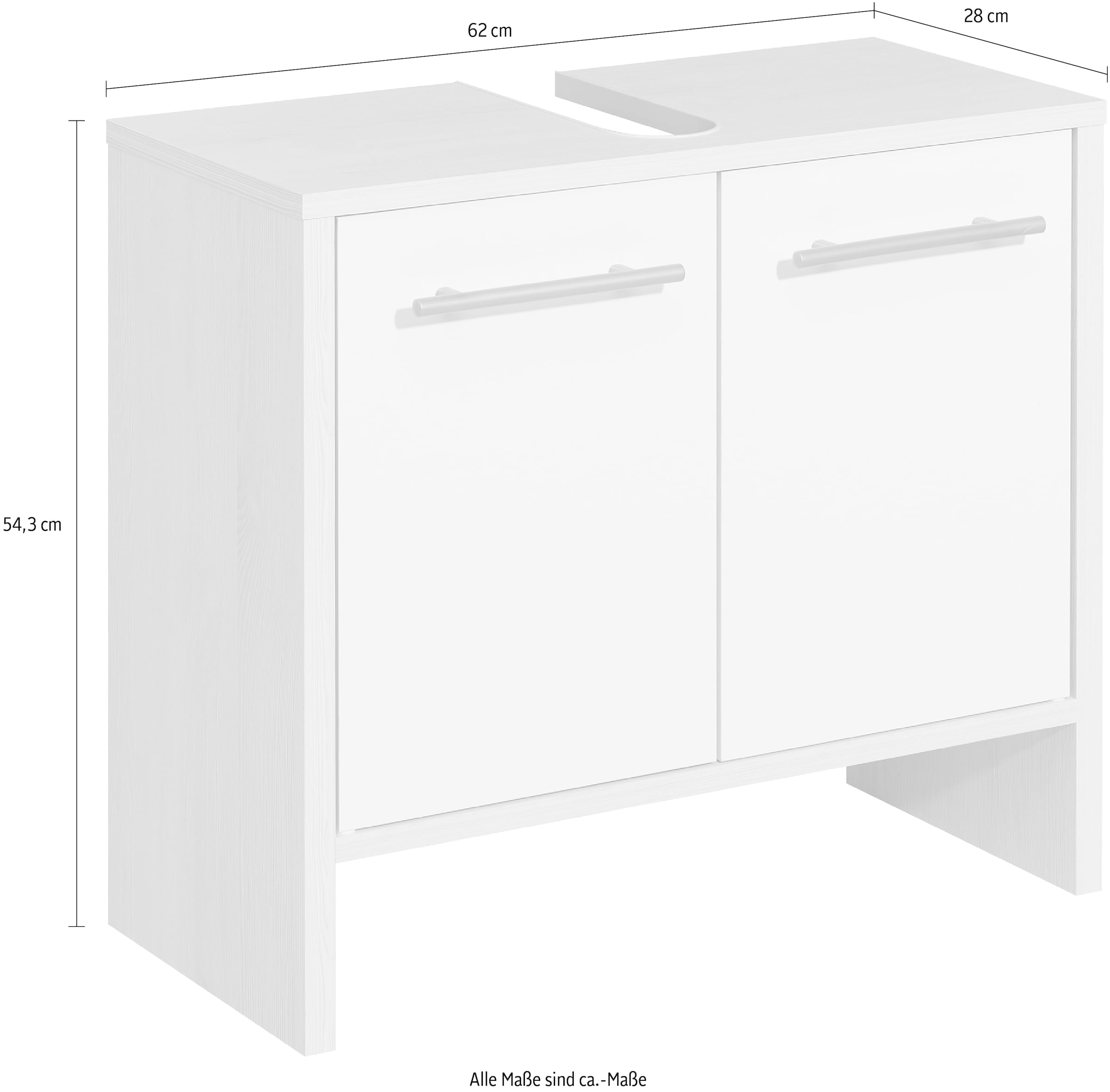 Saphir Waschbeckenunterschrank »Quickset 350 Unterbeckenschrank, 62 cm breit, 2 Türen, Pinie Ida hell« 1 Stk. tlg. Waschbeckenschrank mit Siphonausschnitt, ohne Waschbecken