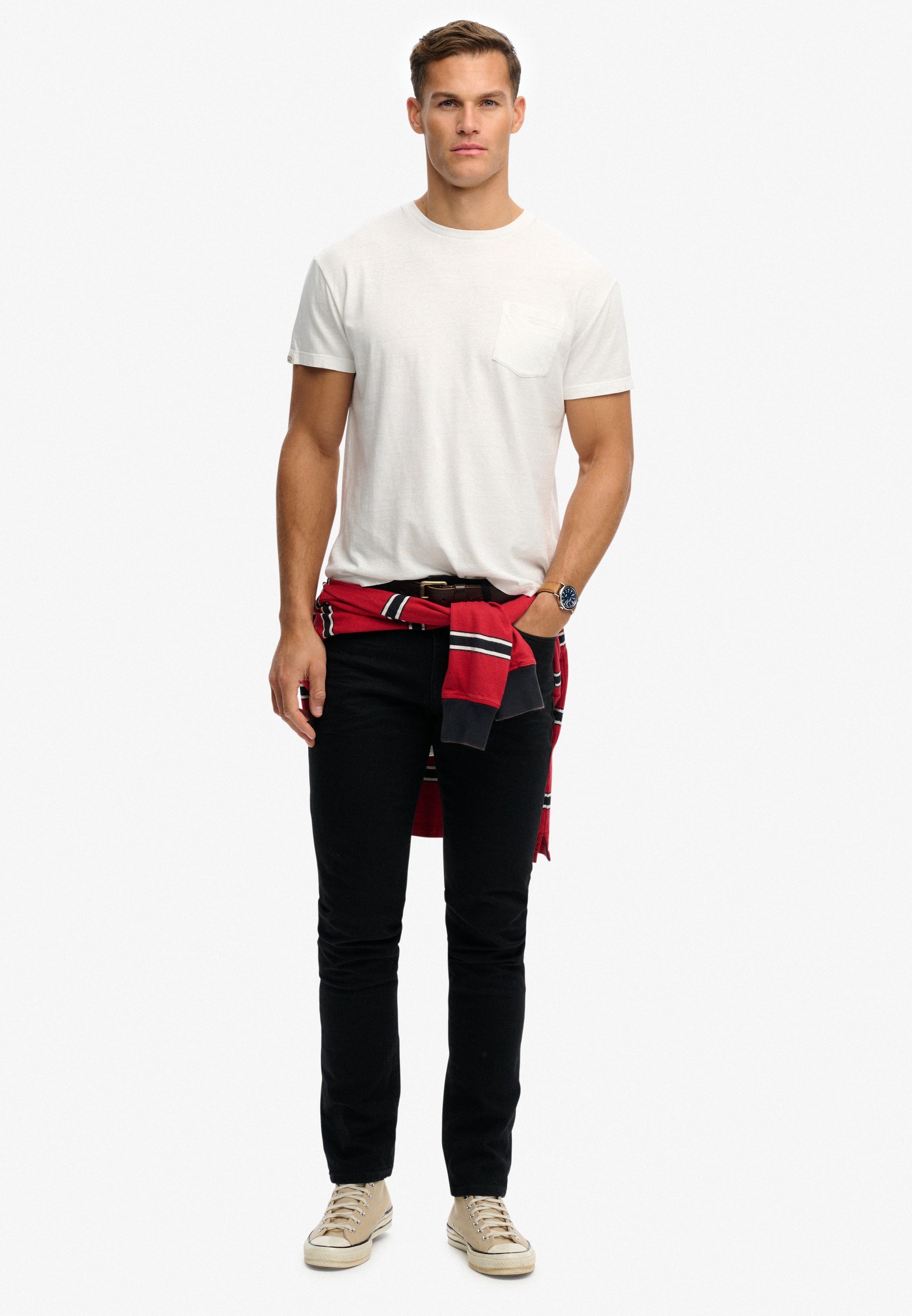 Superdry Shirt à col rond »COTTON CLASSIC LINEN PKT TEE« Mélange de coton, coupe décontractée en mélange coton-lin léger et aéré