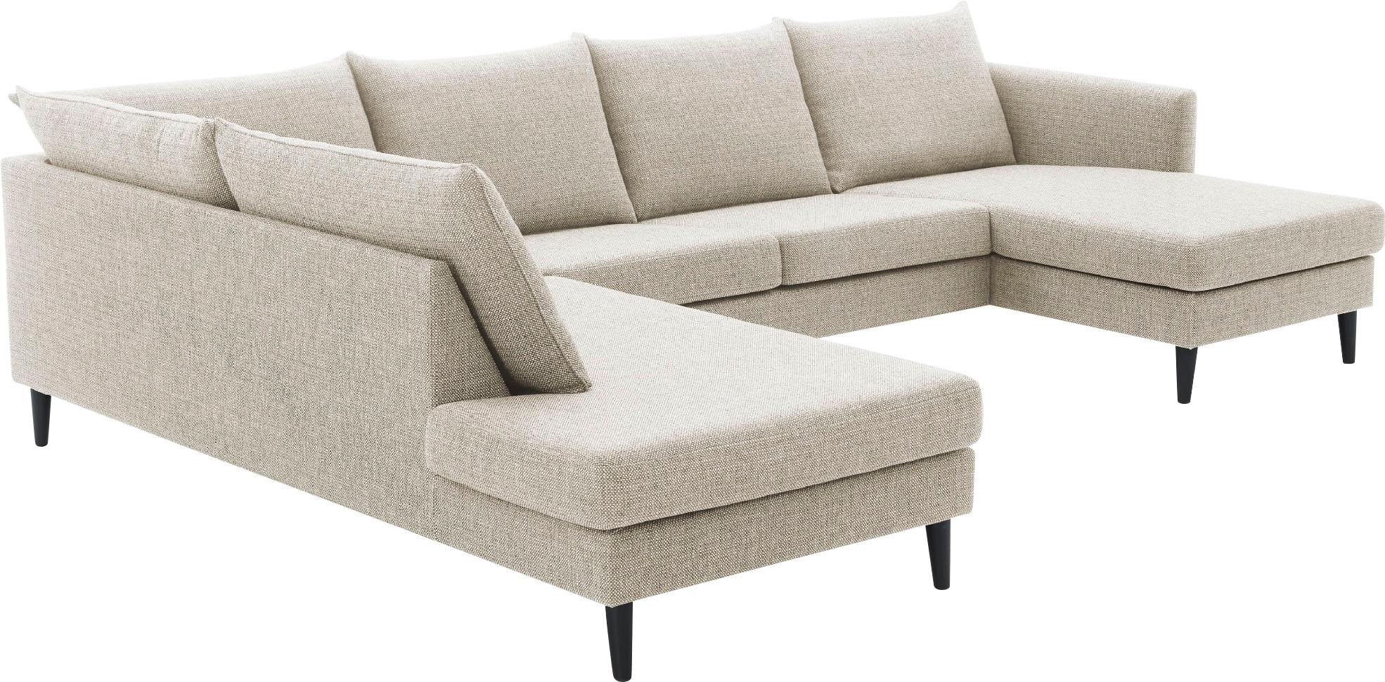 ATLANTIC home collection Wohnlandschaft »Rekvik U-Form« mit Wellenunterfederung, mit Massivholzfüssen