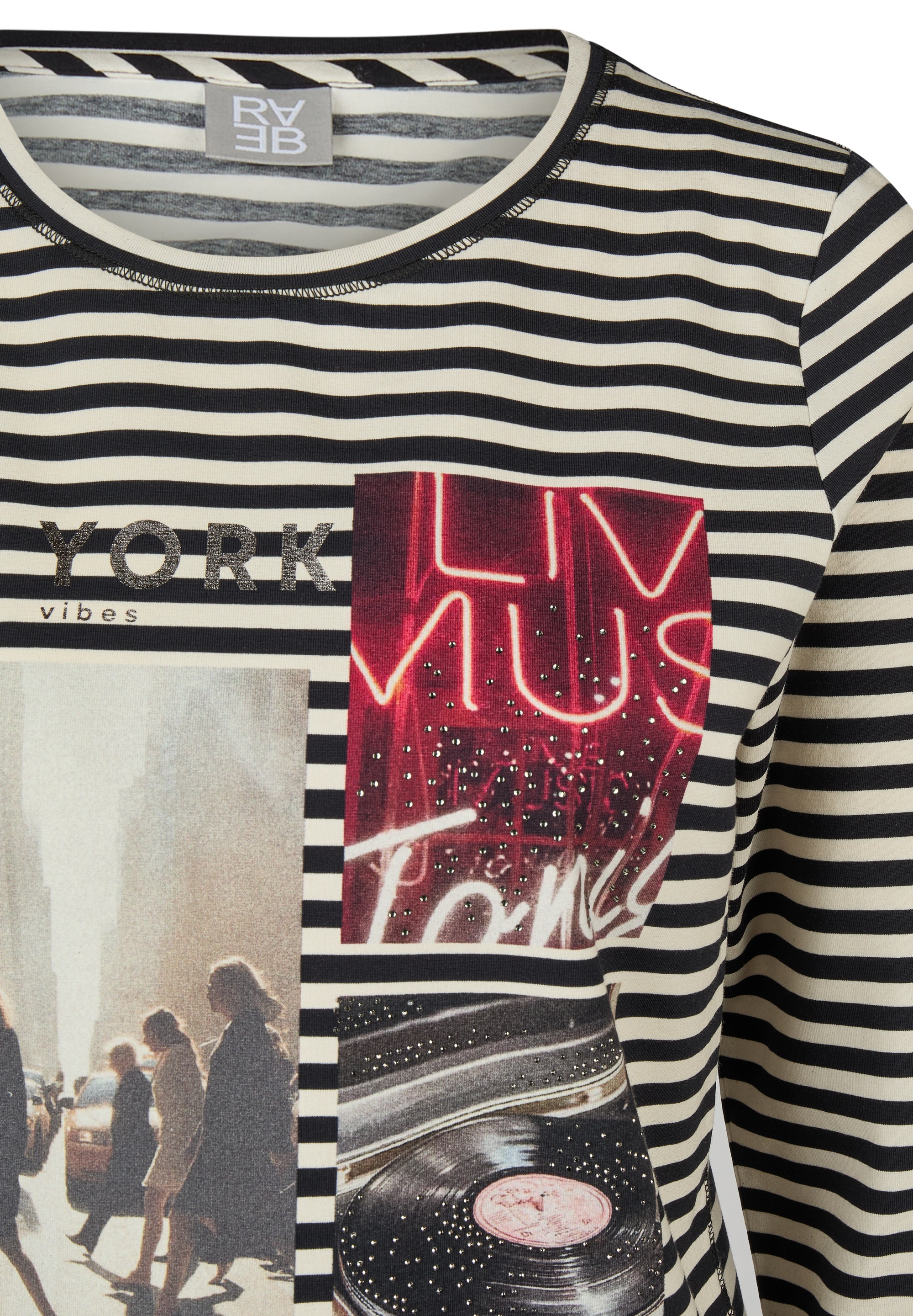 Rabe T-shirt à manches longues au design rayé et avec imprimé