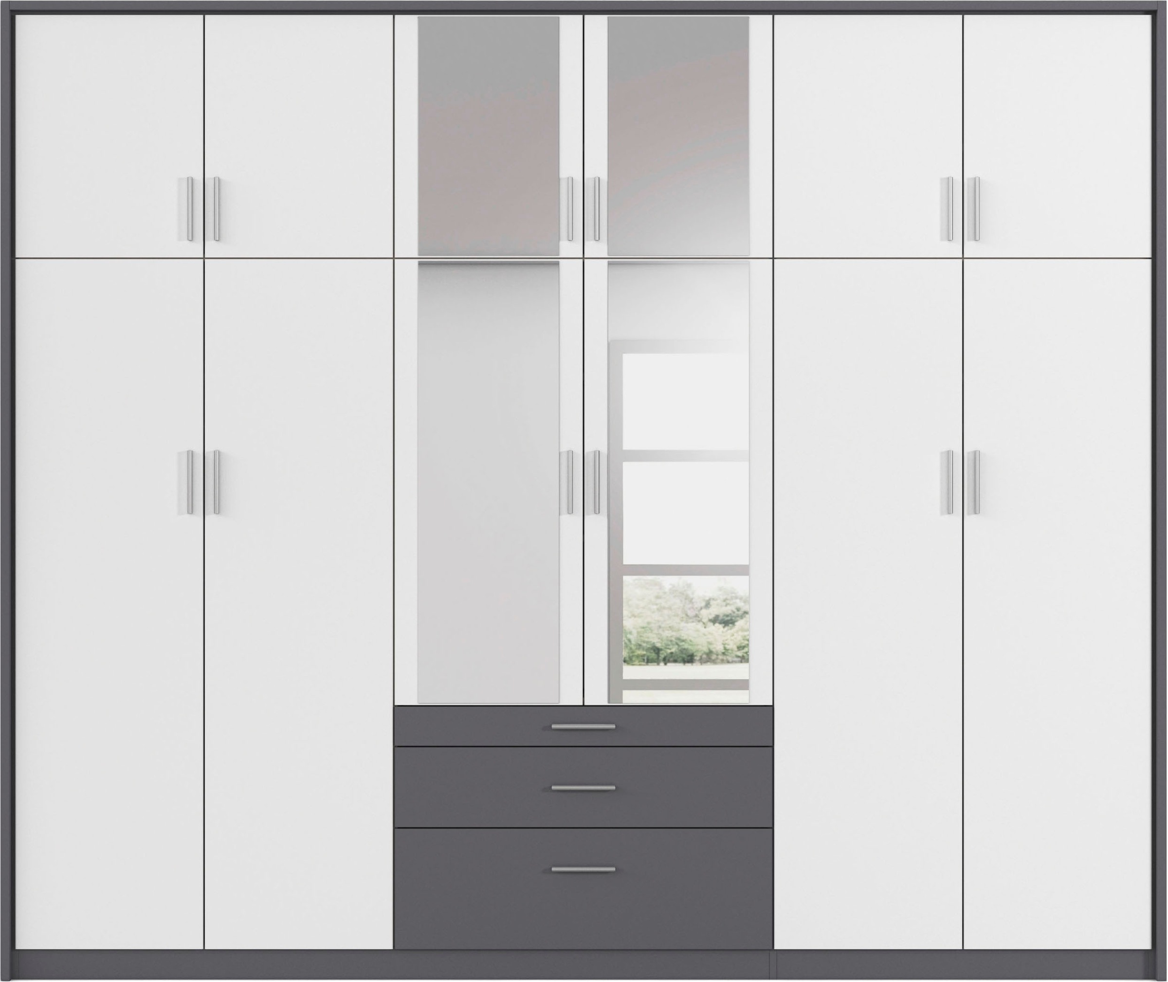 rauch Kleiderschrank »Schrank Drehtürenschrank Garderobe Ankleide Schlafzimmer HILDESHEIM« Breiten: 185/275 cm, Höhe 231 cm,  oberste Schublade mit praktischer Facheinteilung MADE IN GERMANY