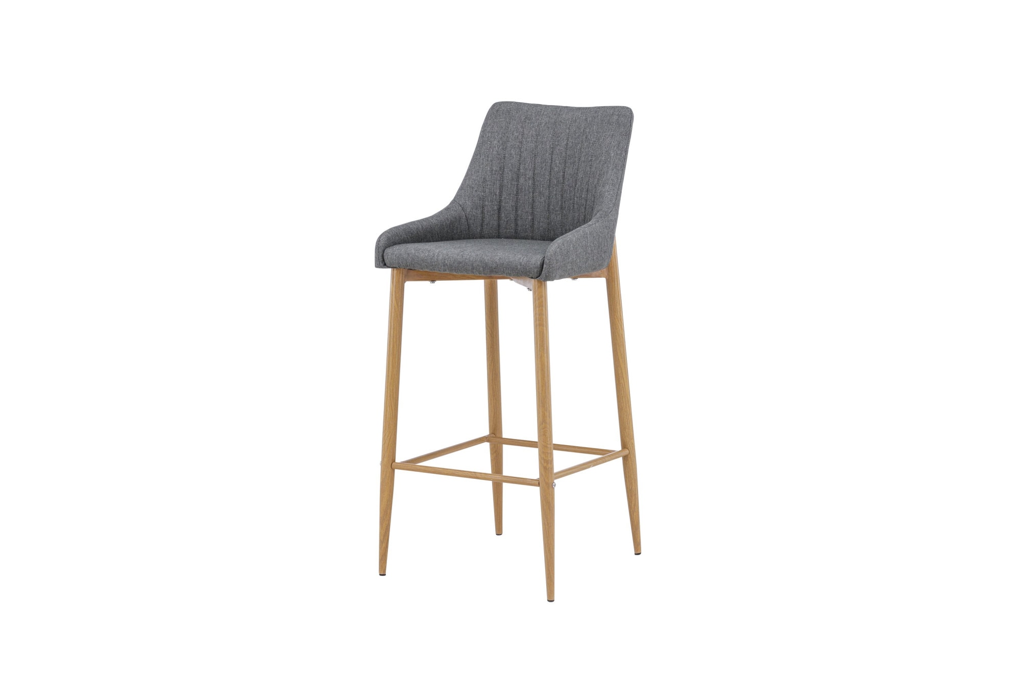 Venture Home Tabouret de bar »Plaza, 2er-Set Barhocker in Dunkelgrau-Stoff, Eichen-Beine, 120 kg« Ensemble, 2 cuis tlg. Tabouret de bar, revêtement en tissu, pieds métal effet bois, repose-pieds, moderne