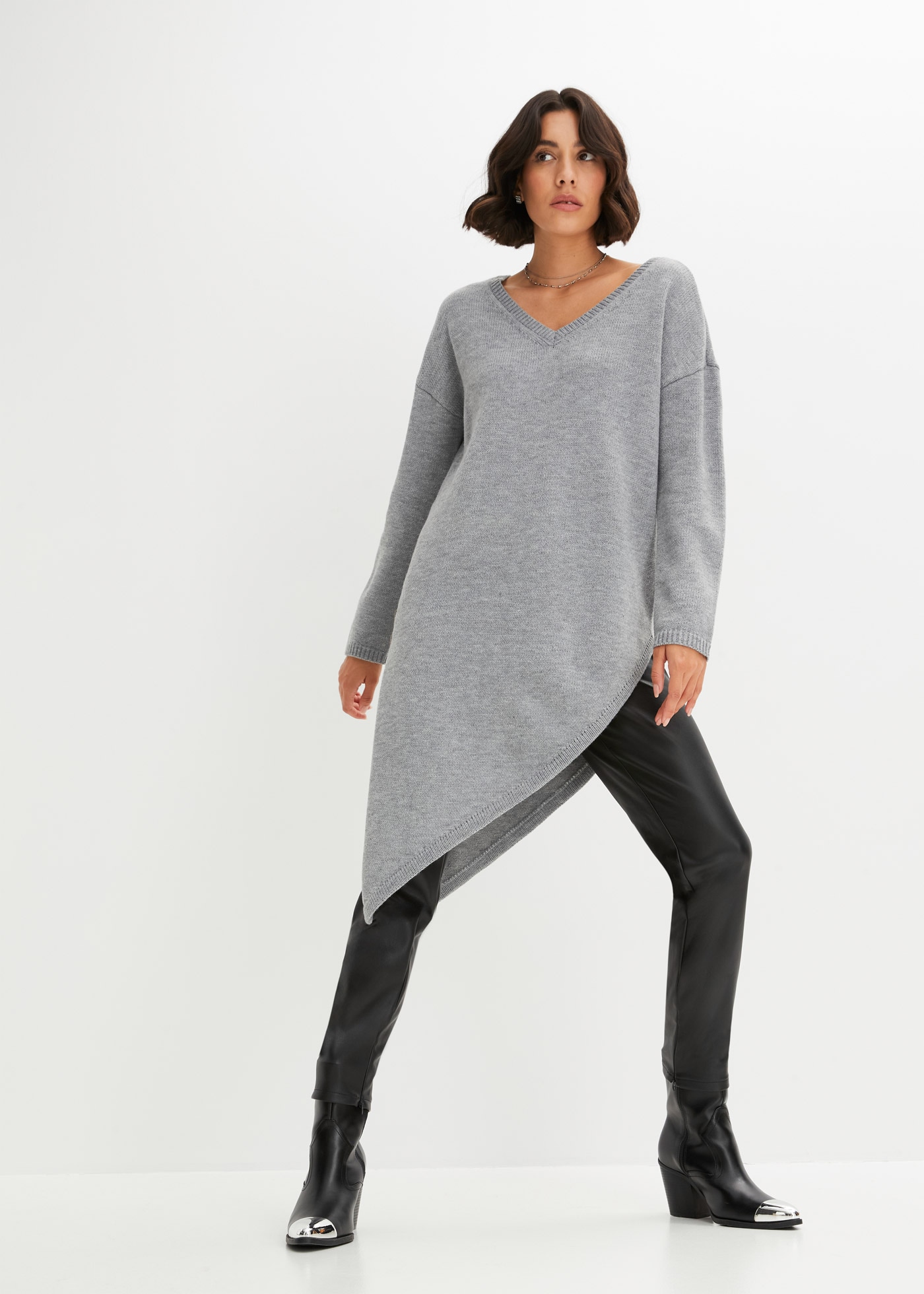bonprix Pull long »Long-Pullover« aus Polyacryl und Polyester, Oversize Passform, asymmetrischer Saum