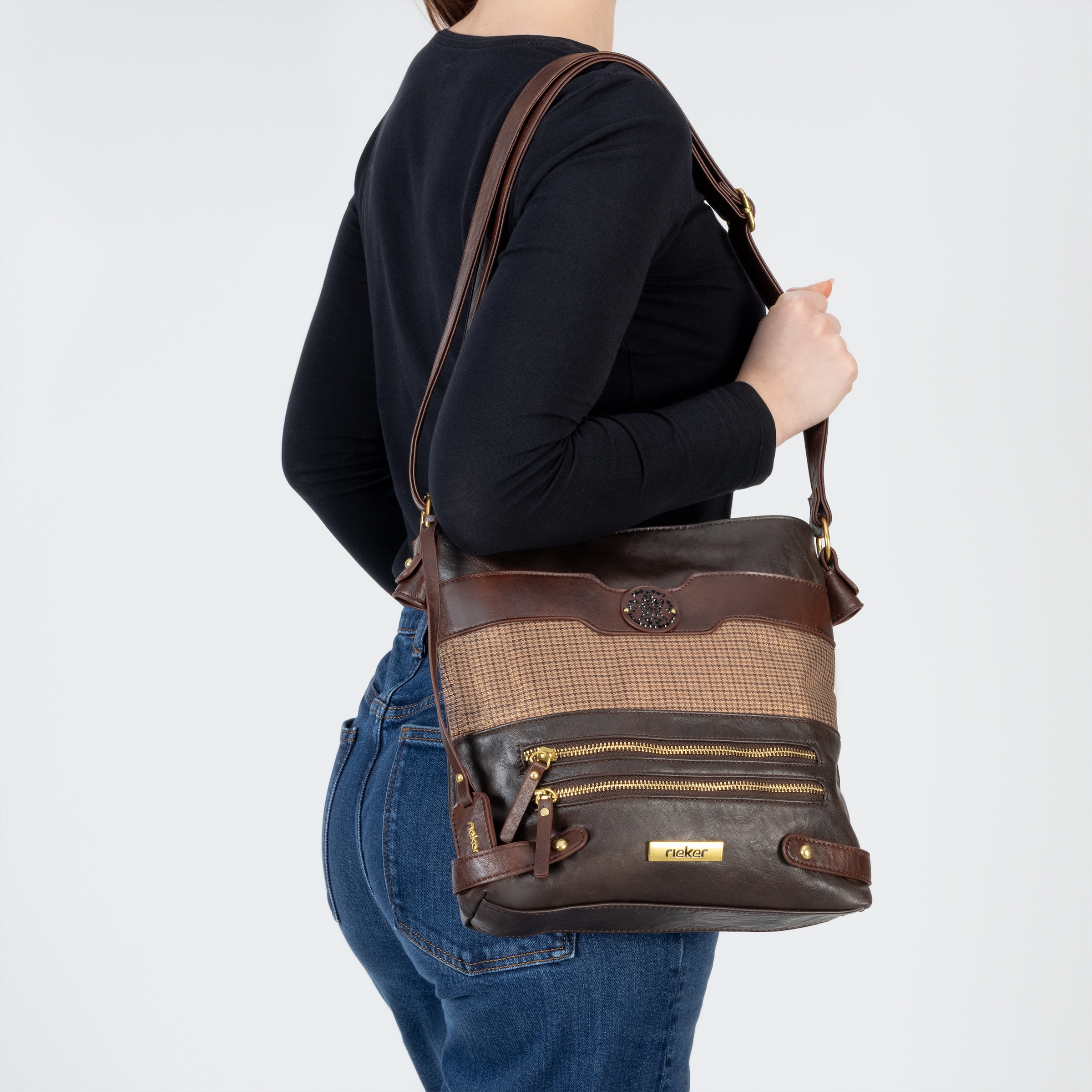 Rieker Sac à bandoulière sac à bandoulière, sac pour femme avec poche arrière zippée pratique