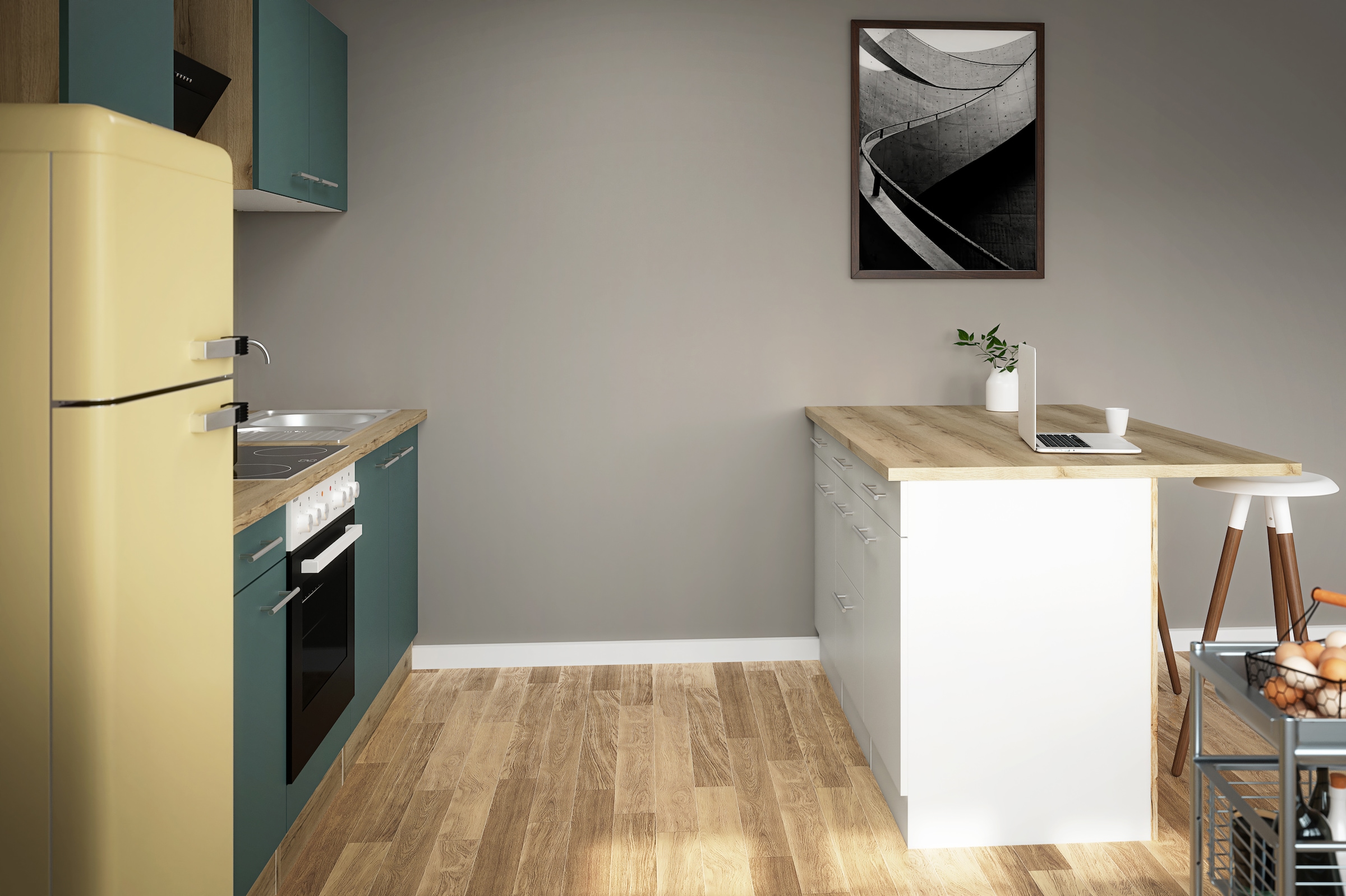 OPTIFIT Ilot de cuisine »Optifit« Breite 150 cm, 2 Türen, 3 Schubkästen, 2 Auszüge