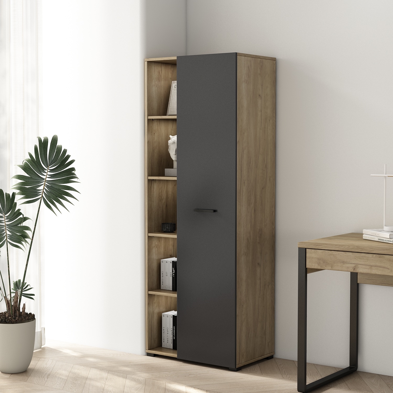 GOODproduct Aktenschrank »Moid, moderner Mehrzweckschrank,« Masse: 64,5x41,5x175 cm, 5 Fächer mit viel Stauraum