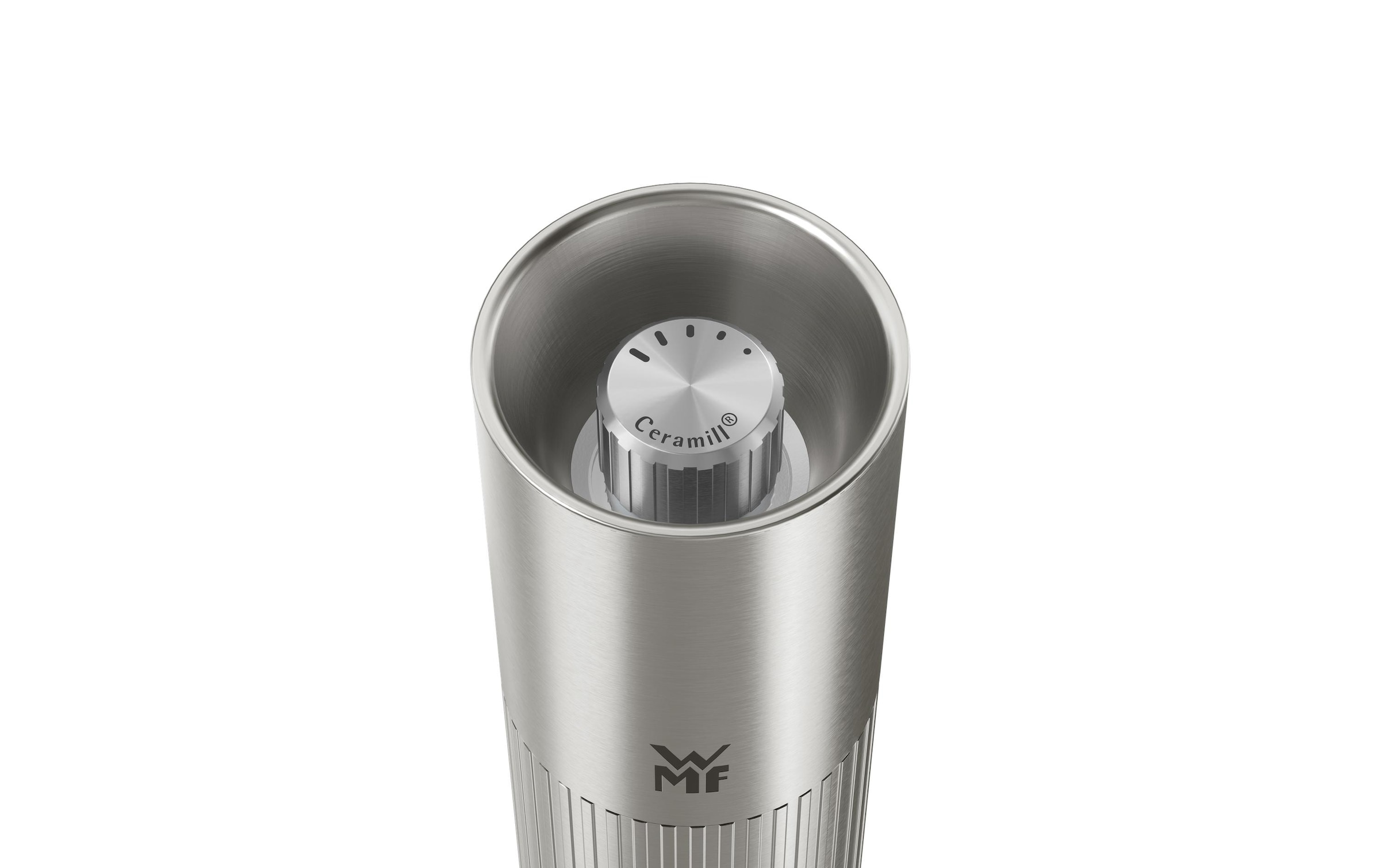 WMF Moulin à épices »Signature Pro, aus Edelstahl« Keramikmahlwerk, einstellbarer Mahlgrad, magnetischer Deckel