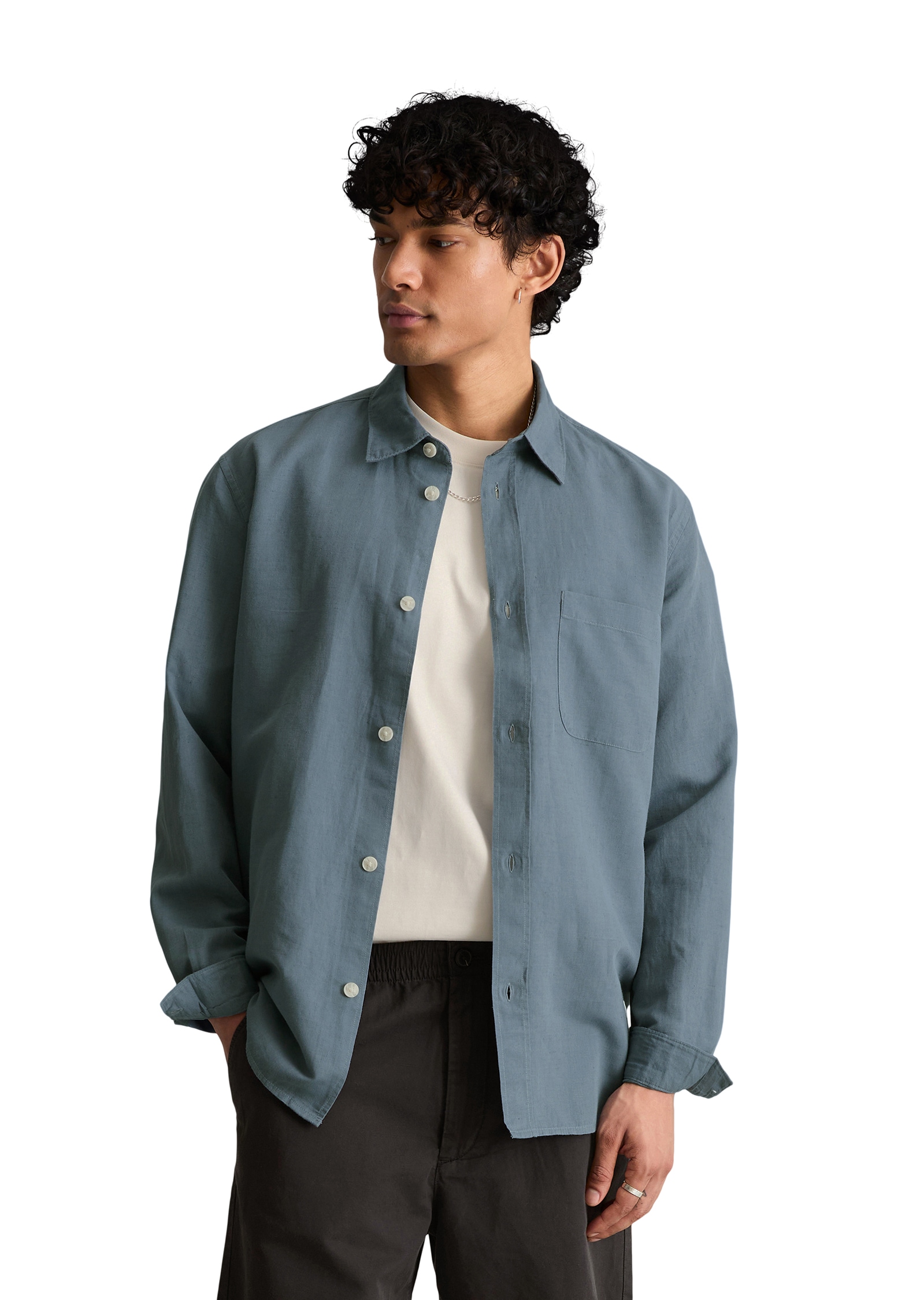 Marc O'Polo DENIM Chemise à manches longues regular fit aus Leinen und Bio-Baumwolle, Kentkragen