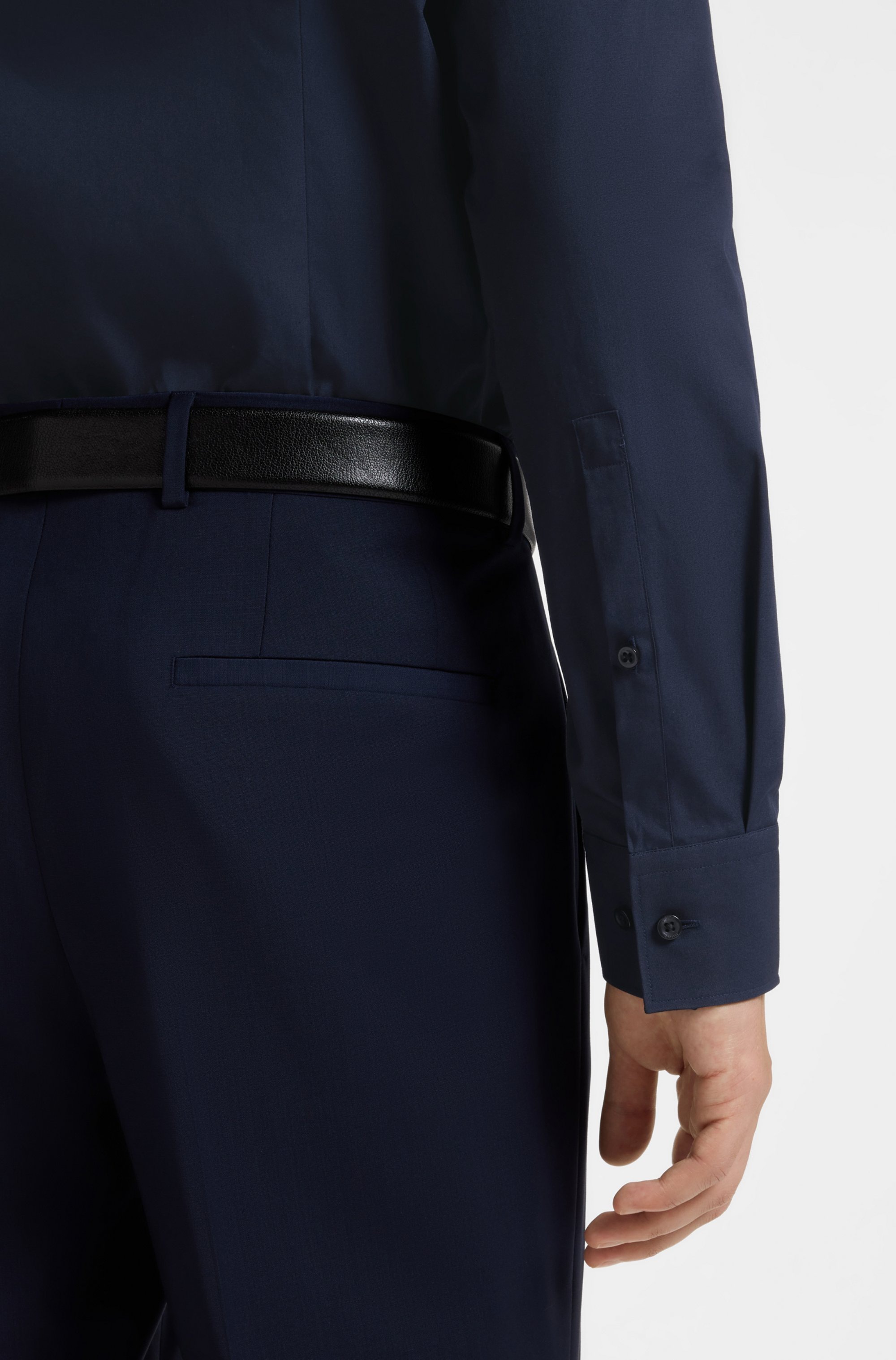 HUGO Langarmhemd »Kenno« Slim-Fit Hemd aus bügelleichter Baumwoll-Popeline