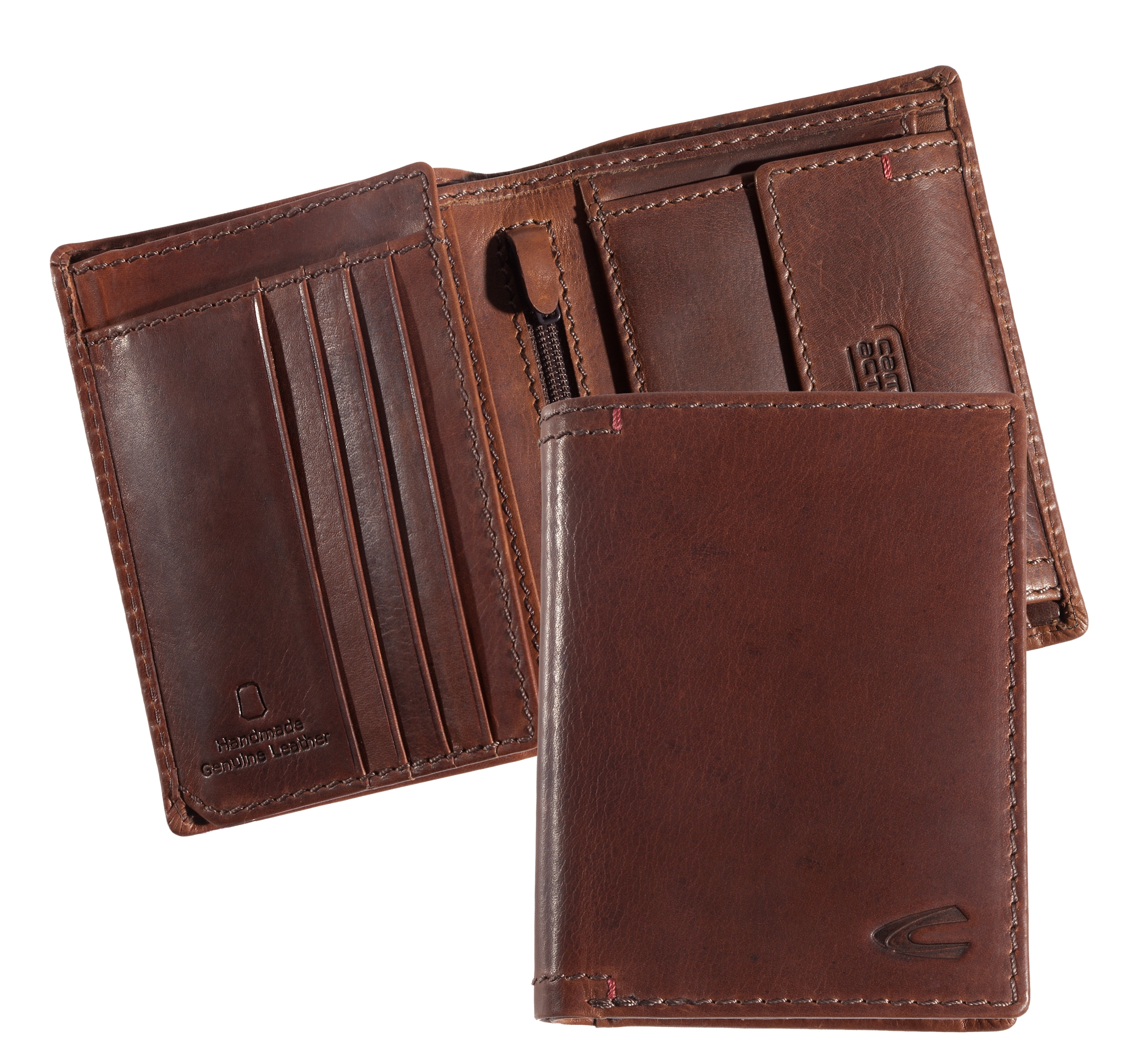camel active Porte-monnaie »Salamanca« portefeuille, porte-monnaie avec détail de couture à la main contrasté