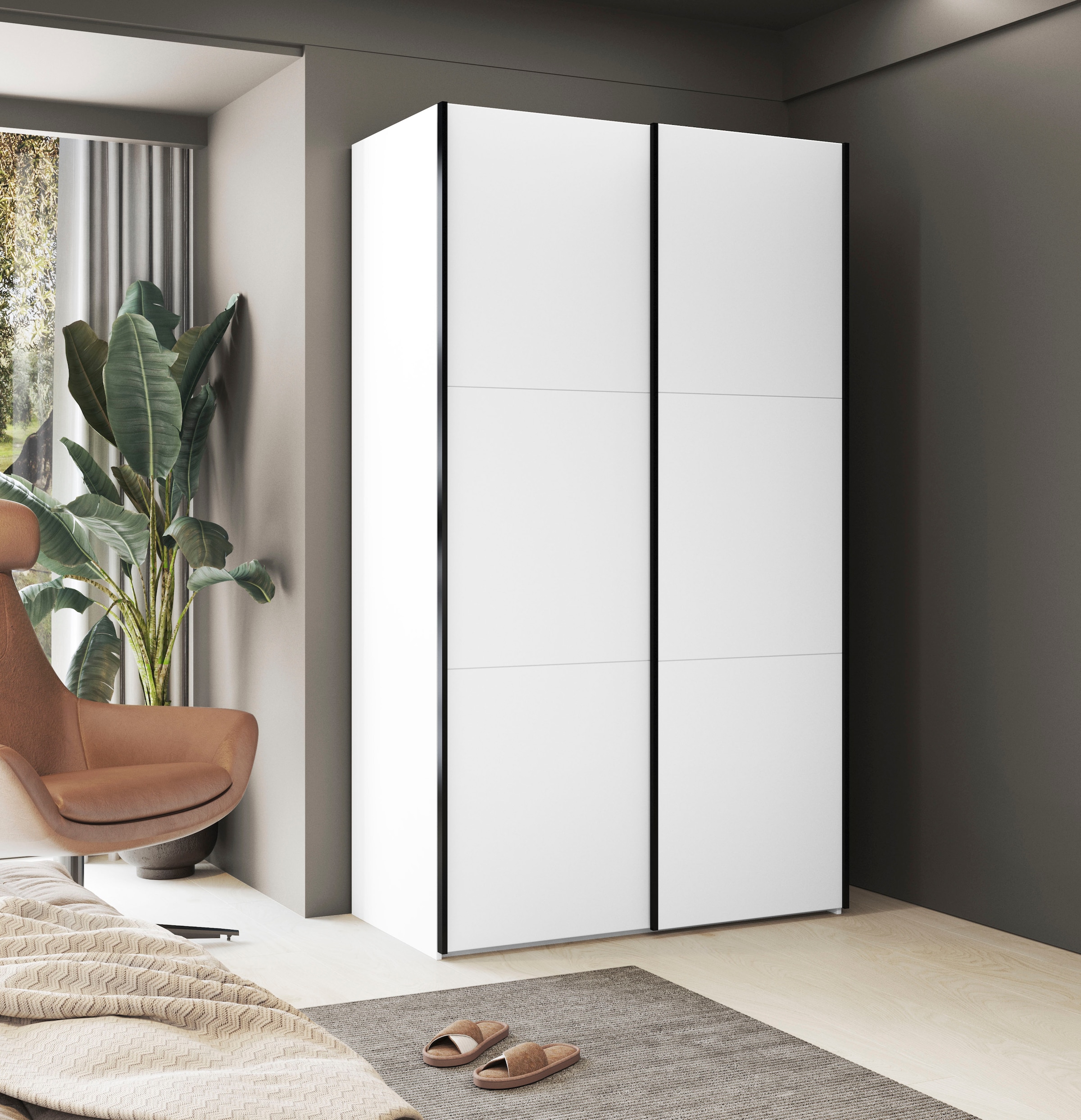 Home affaire Kleiderschrank »Eastvale, 120x64x210cm, ideal für kleine Räume oder Nischen« Schrank mit Schwebetüren, FSC-zertifiziert, Metallgriffe