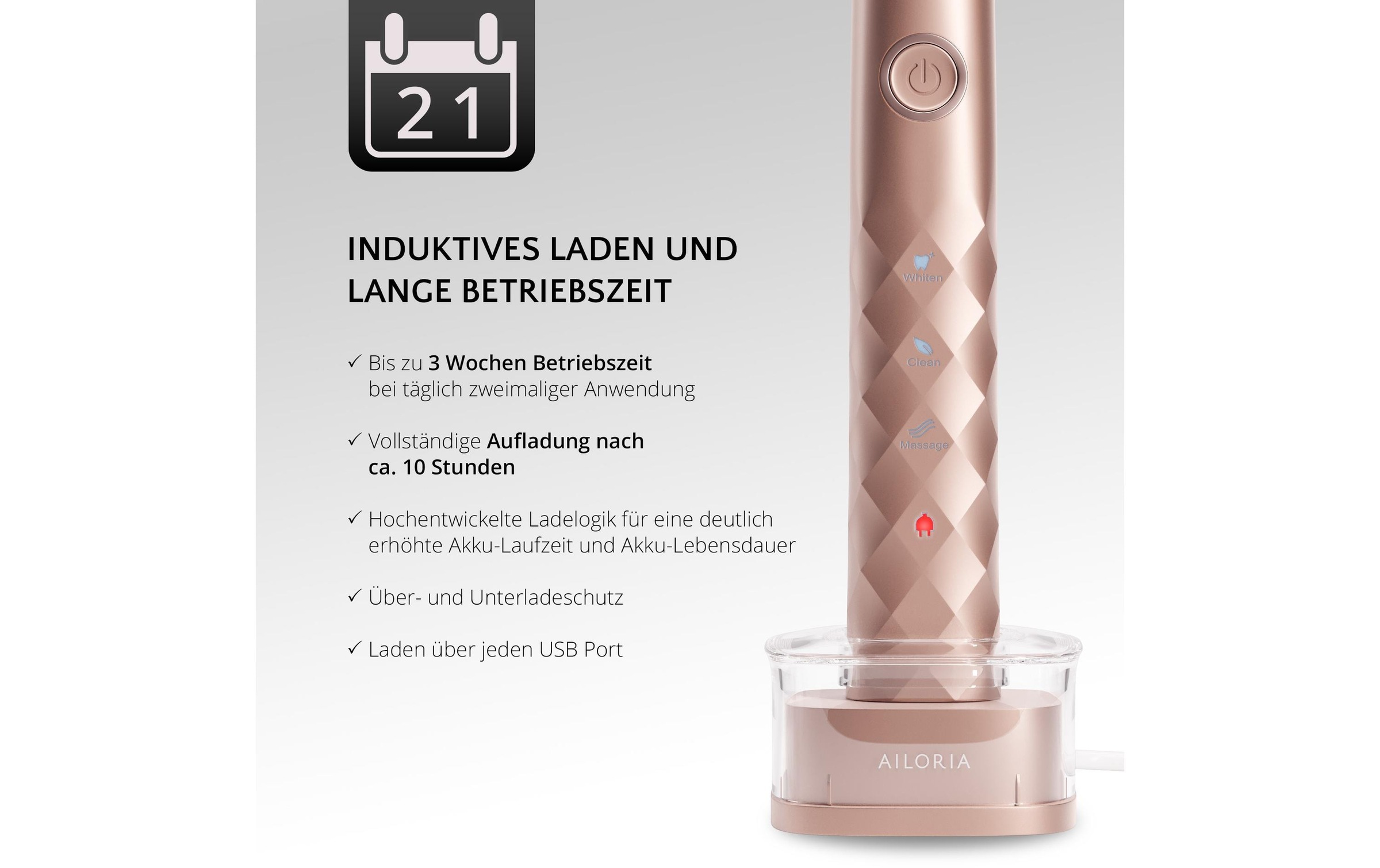 AILORIA Brosse à dents électrique »Schallzahnbürste Shine Bright Set« Brosse à dents sonique édition été avec étui