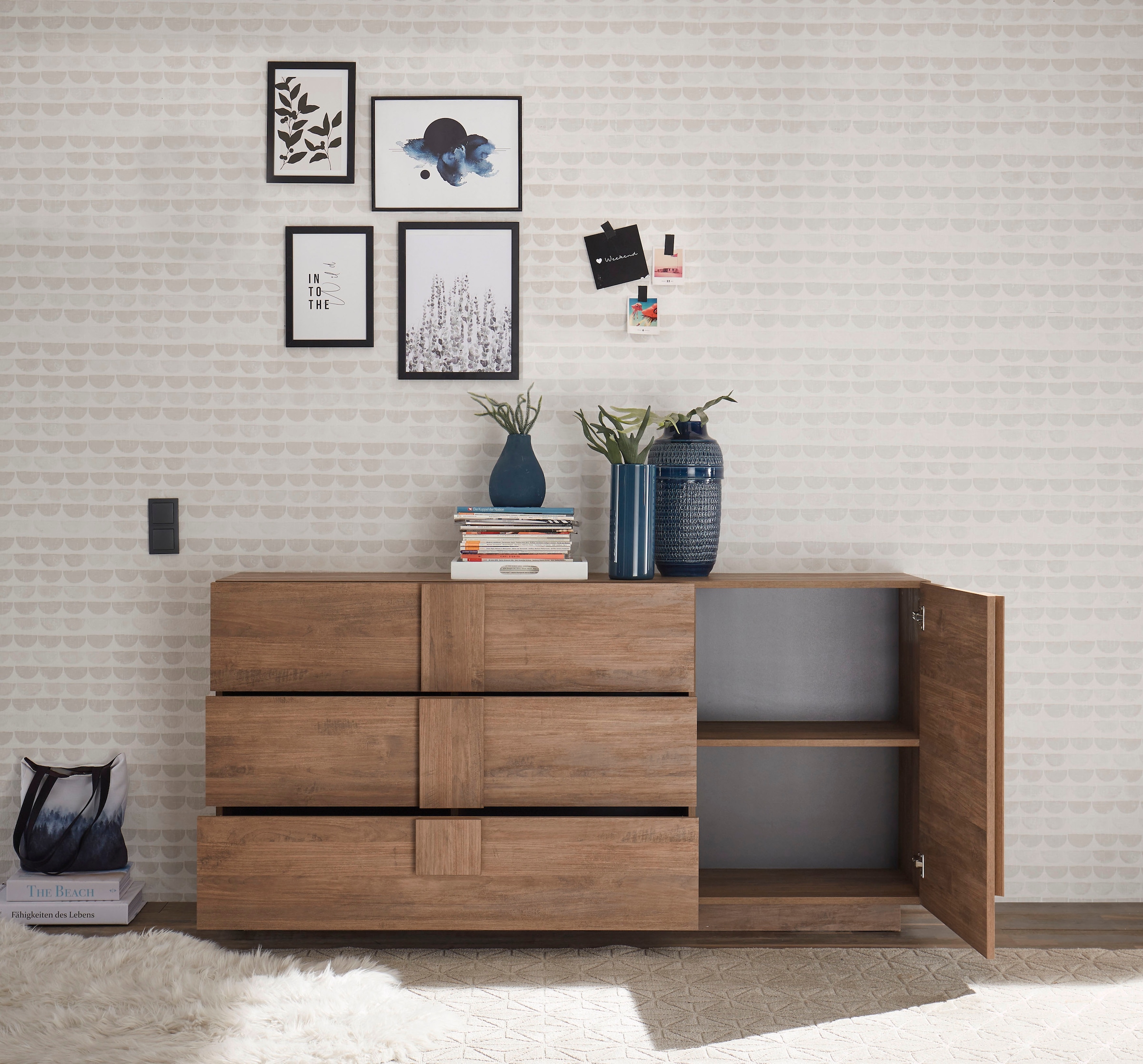 Home affaire Sideboard »Jupiter, Breite 181 cm, Kommode 3 Türen- Soft Closing, 1 Schubkasten« , Anrichte, moderne Griffblende, FSC®, cleveres Stauraumkonzept