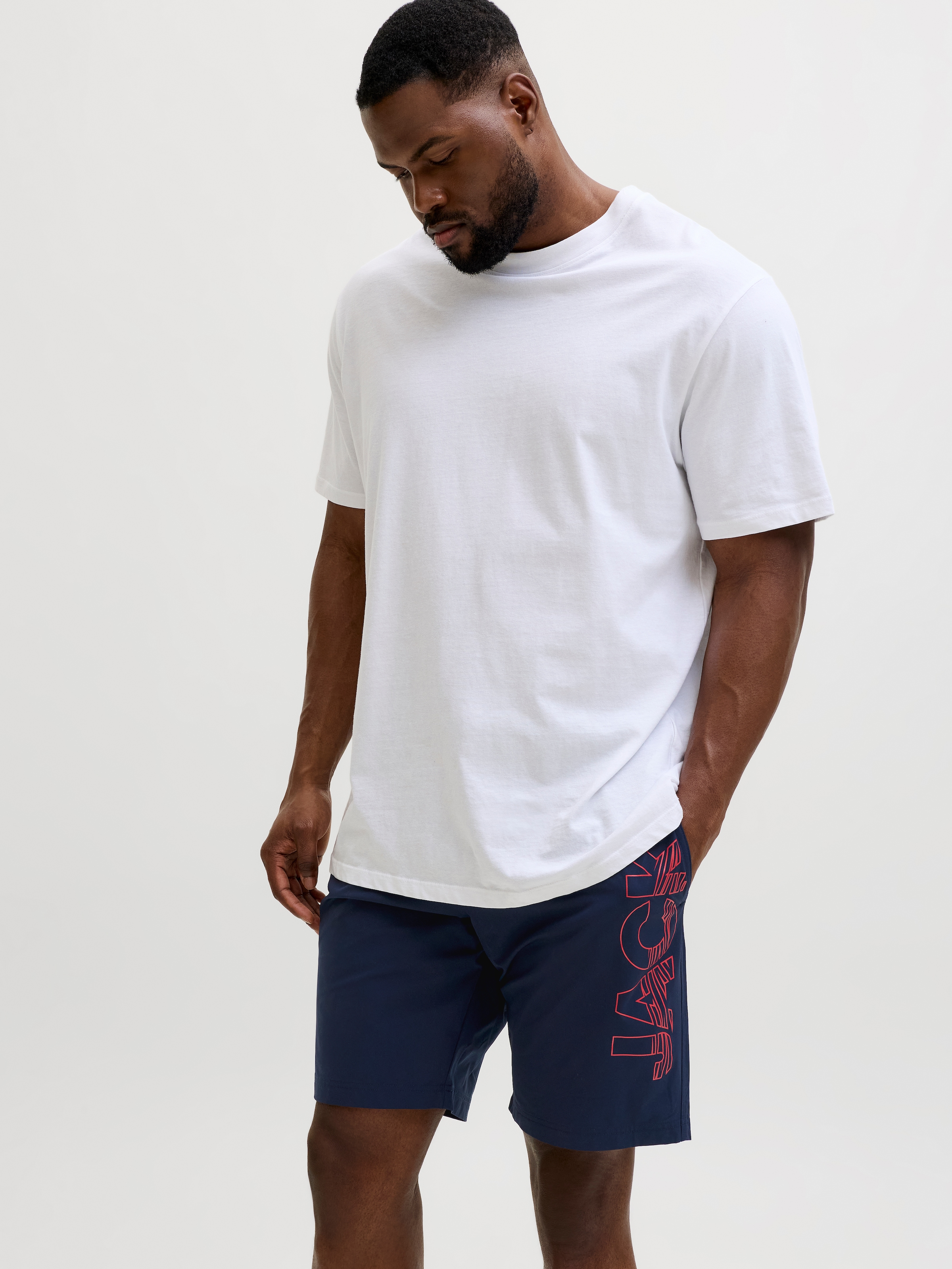 Jack & Jones PlusSize Short de bain »JPSTMAUI WAVE LOGO SWIM SHORTS SN PLS« Fibres synthétiques, avec ceinture élastique, coupe normale
