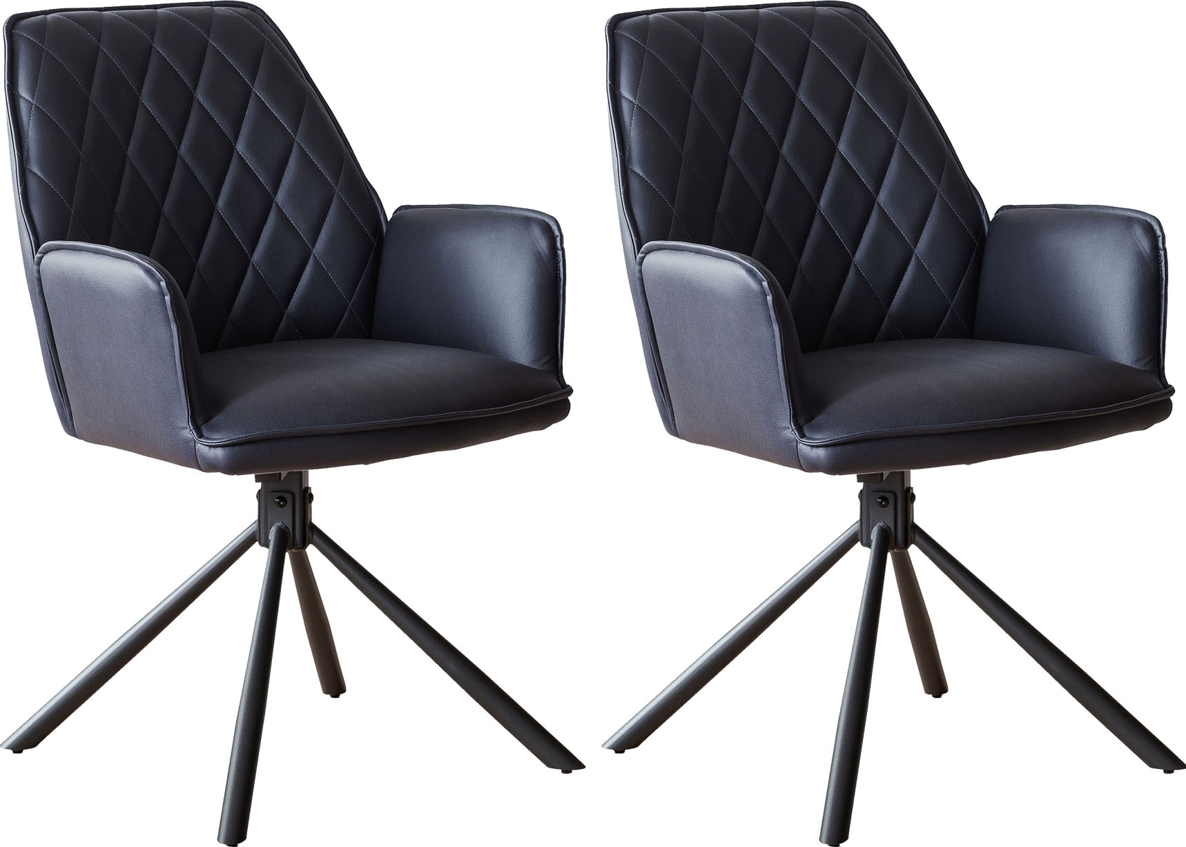 SalesFever Chaise de salle à manger »Vancouver Armlehnstuhl fürs Esszimmer« (Set) 2 cuisEsszimmersessel, Rückenlehne mit Rautensteppung, 360° Drehfunktion