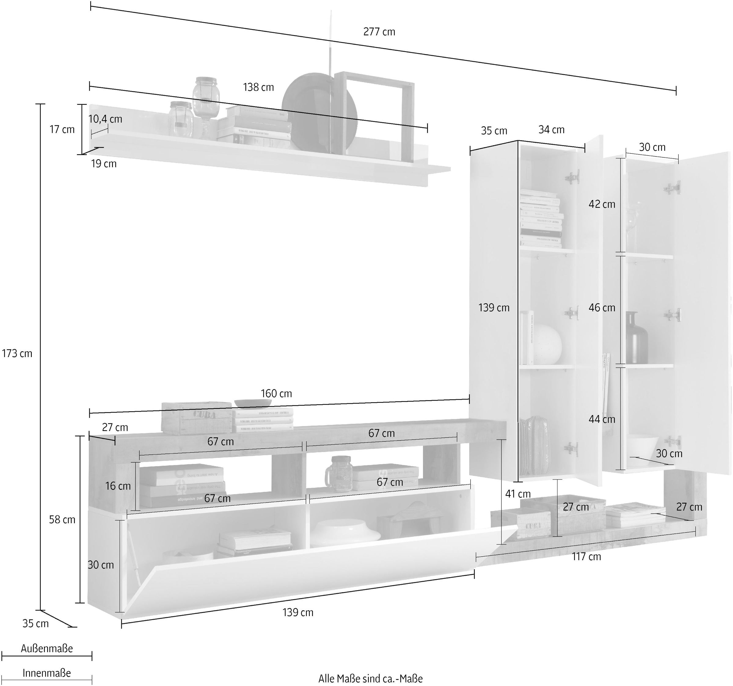 INOSIGN Meuble mural »Hamburg« Set, 4 cuis tlg.